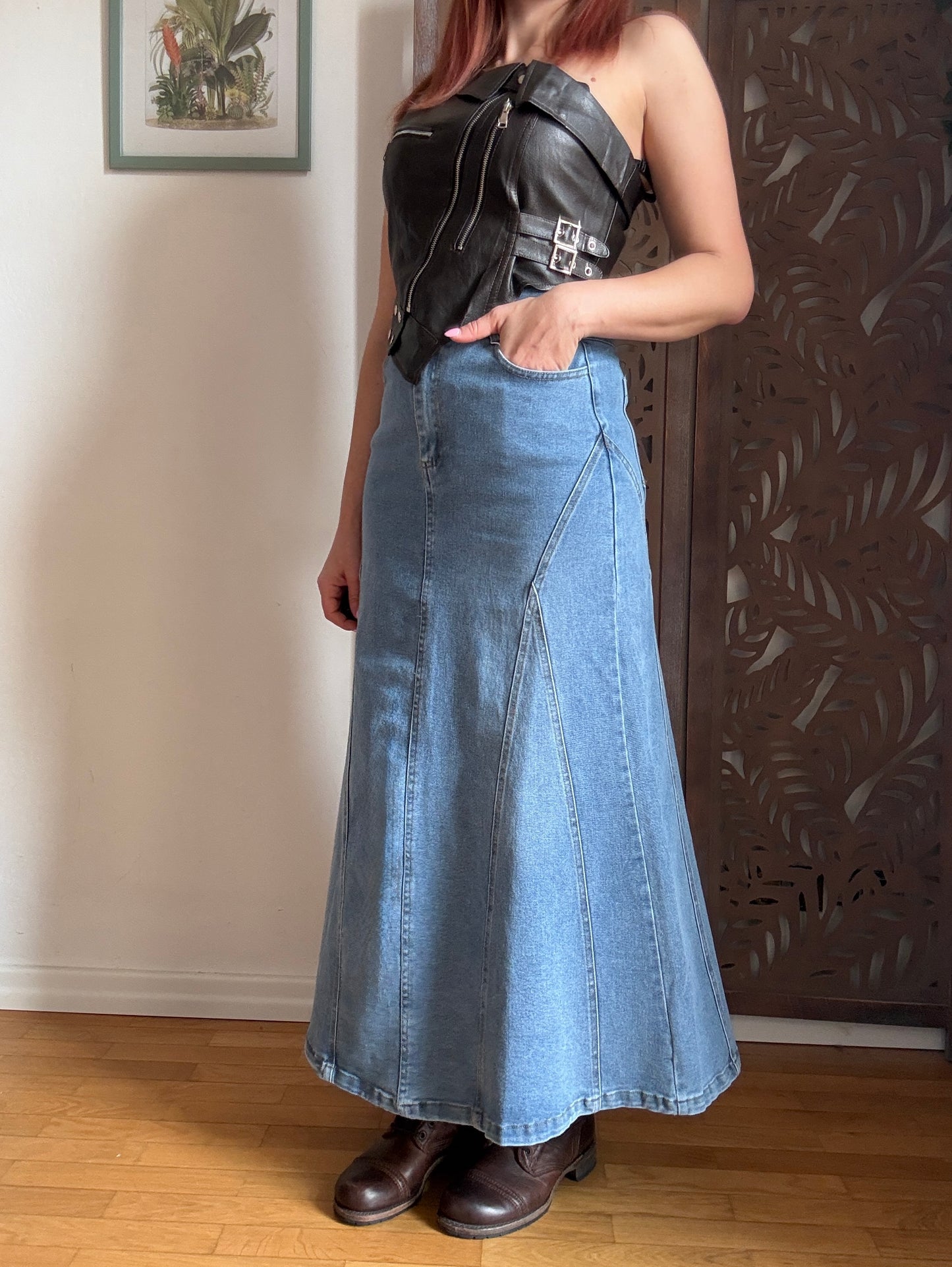 Gonna Lunga in Jeans Modello Sirena – Denim Elasticizzato e Cintura Inclusa