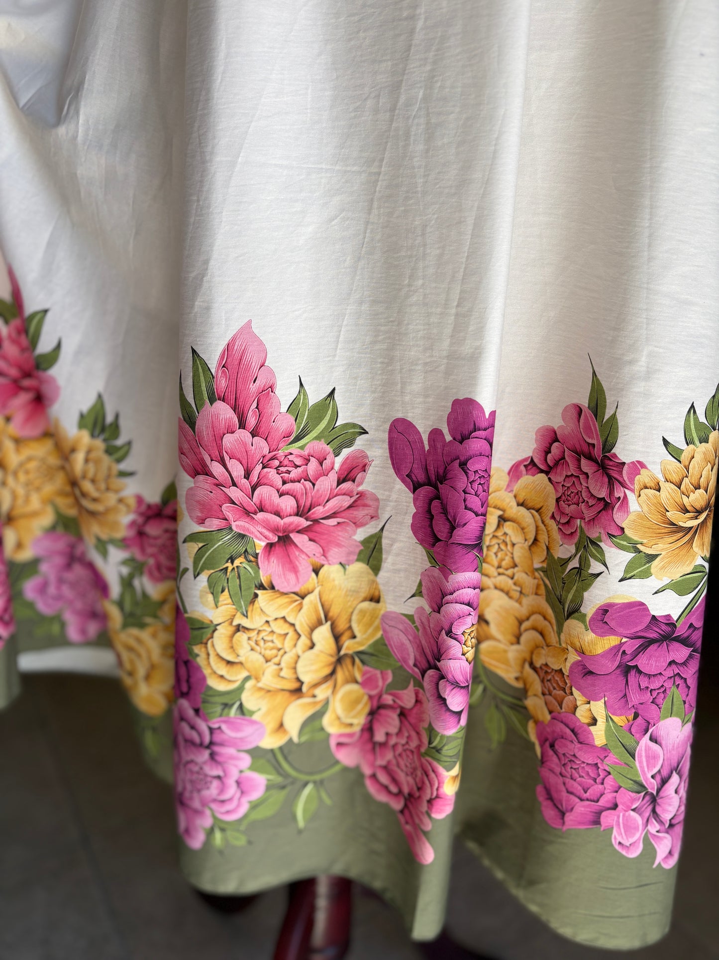 Abito Midi Bustier "Garden Bloom" in Cotone con Maxi Spilla