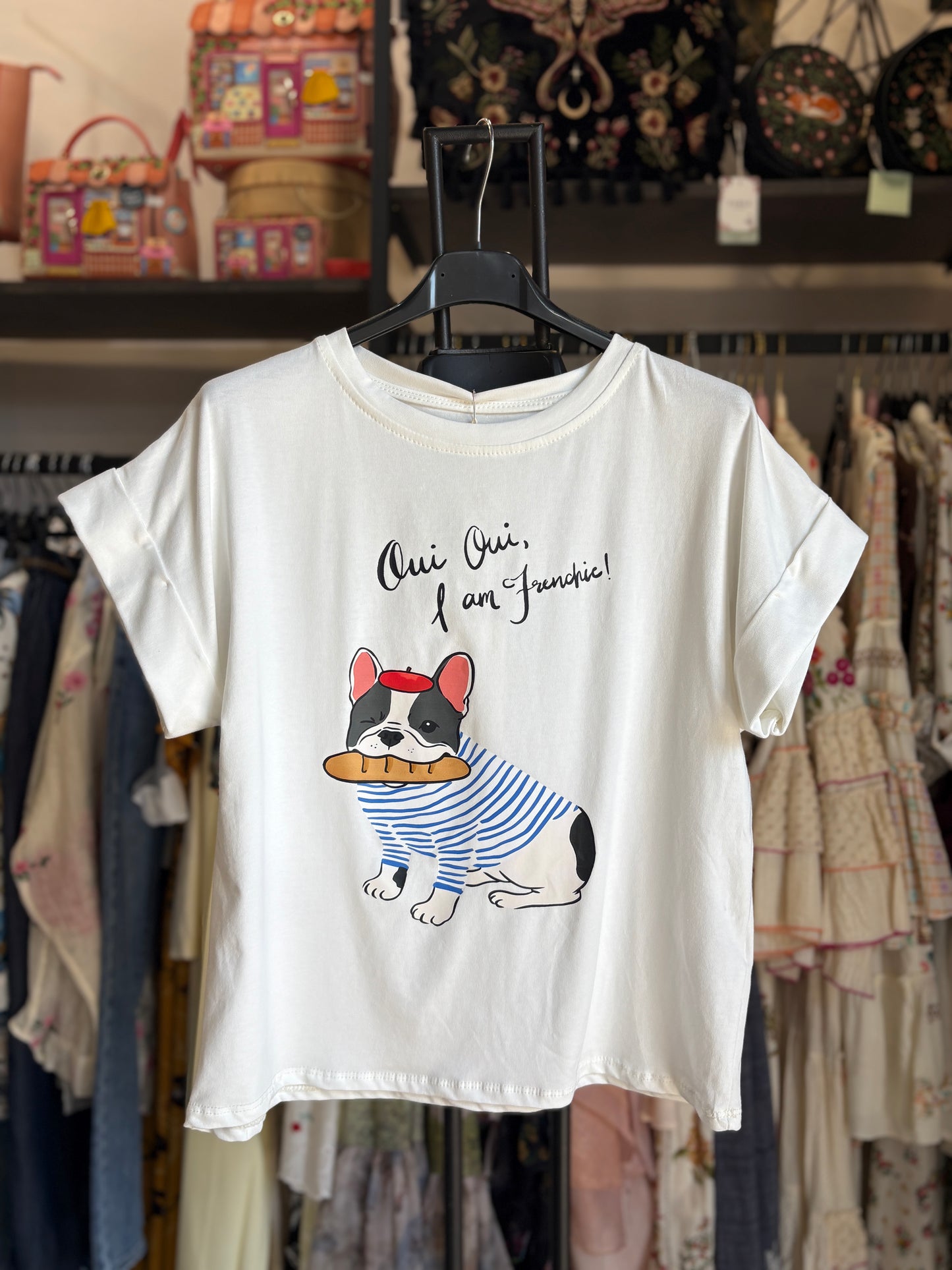 T-shirt French Dogs Stone Washed con Maniche Risvoltate