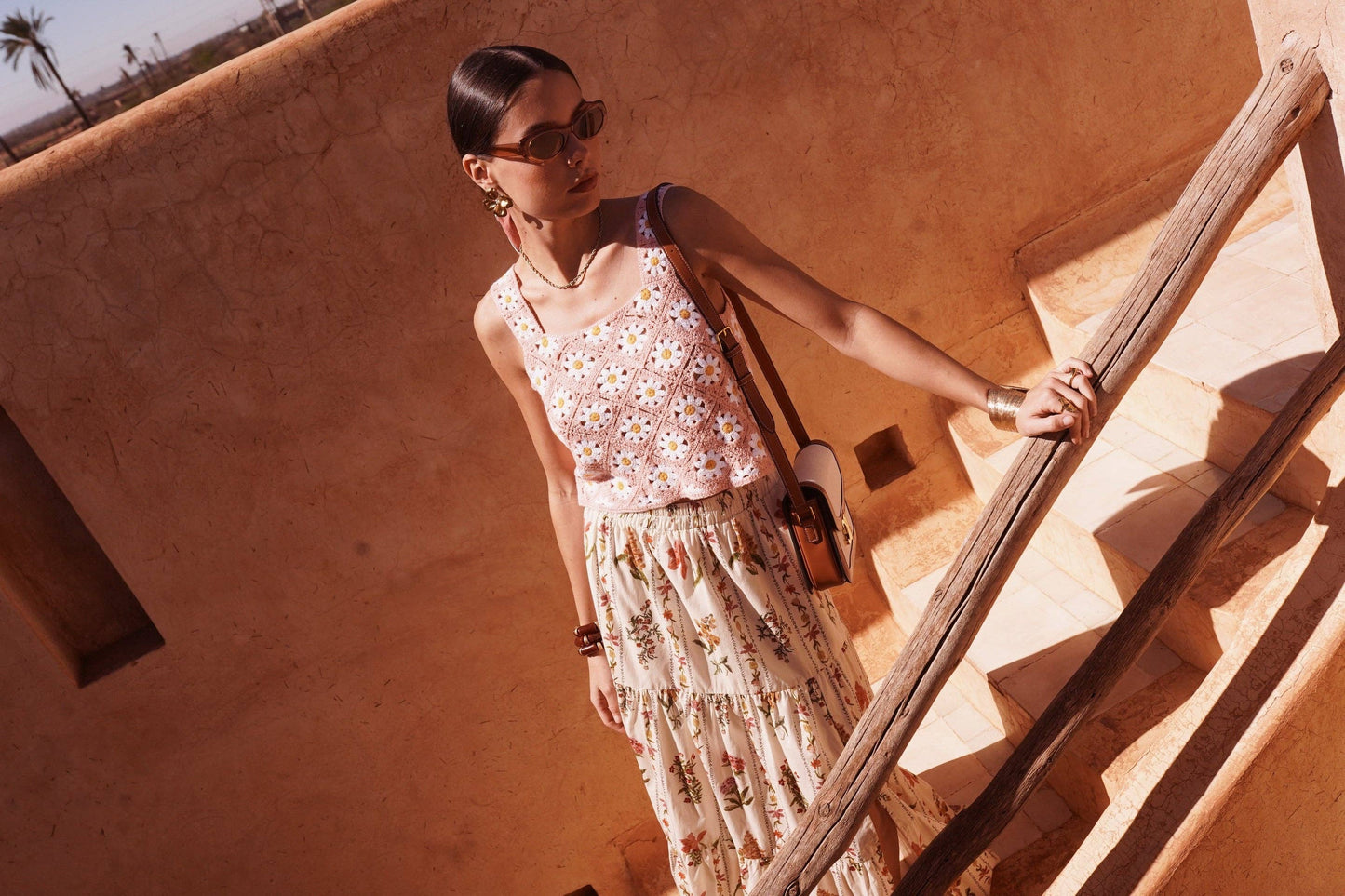 Gonna Maxi in Cotone con Stampa Floreale Botanica Naima