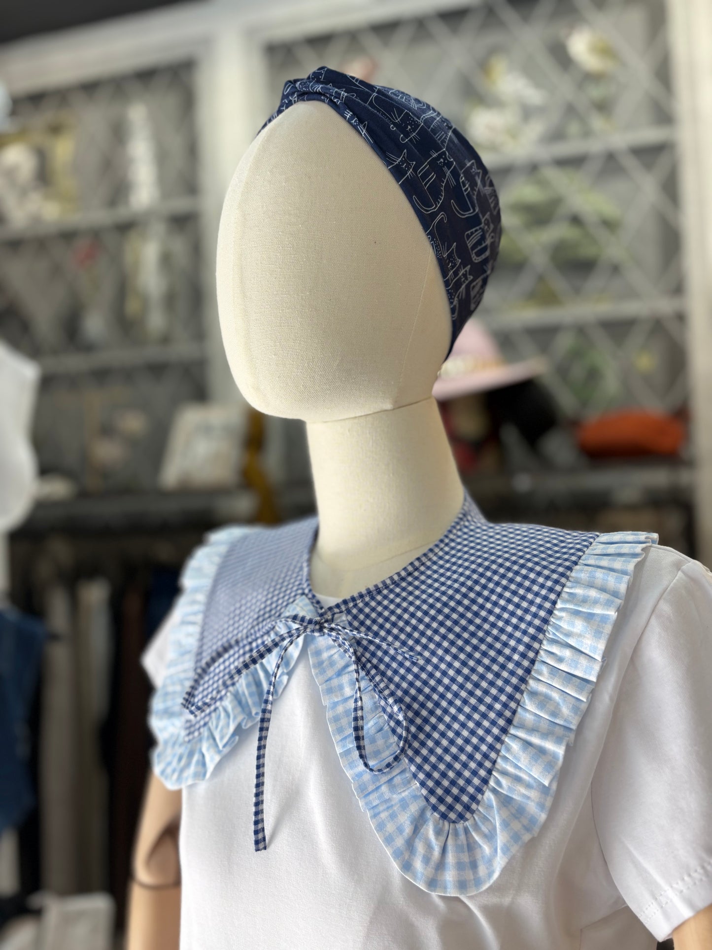 Colletto in cotone handmade con scrunchie abbinato