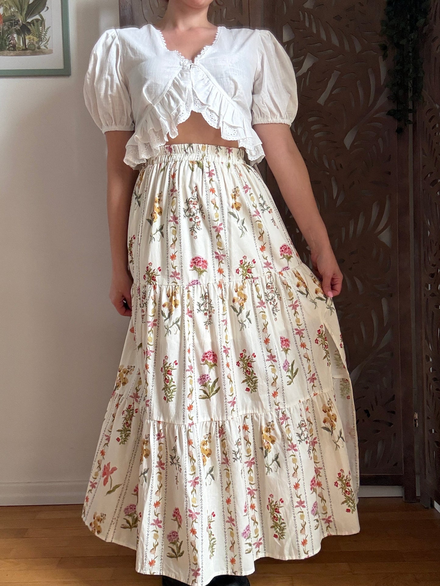 Blusa Crop Romantica in Cotone e Lino - in 2 Colori