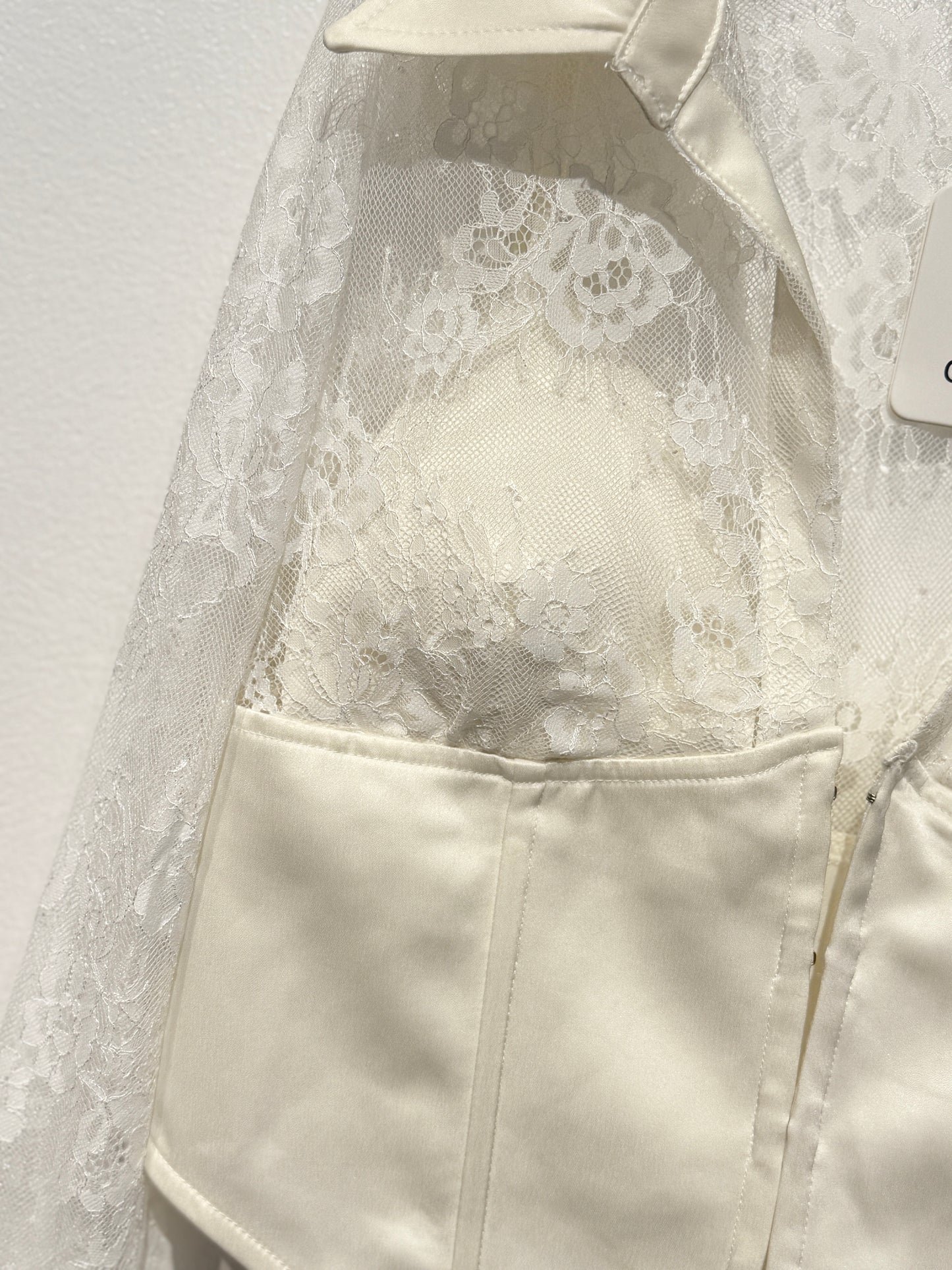 Camicia corsetto in raso e pizzo Midnight bianca