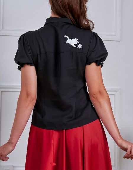 Camicetta inglese Sophie Kitty Cat Nera