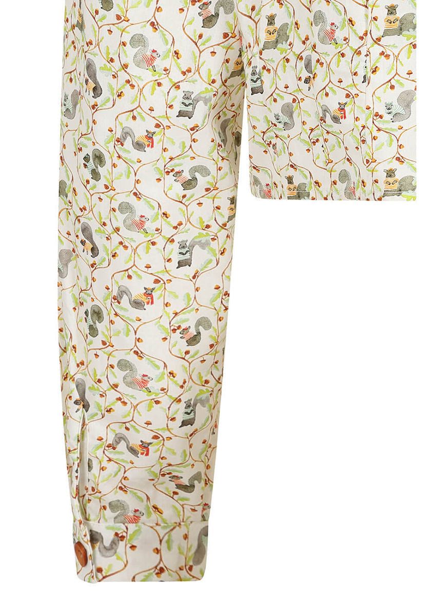 Camicetta retrò inglese in cotone con fiocco al collo French Squirrels