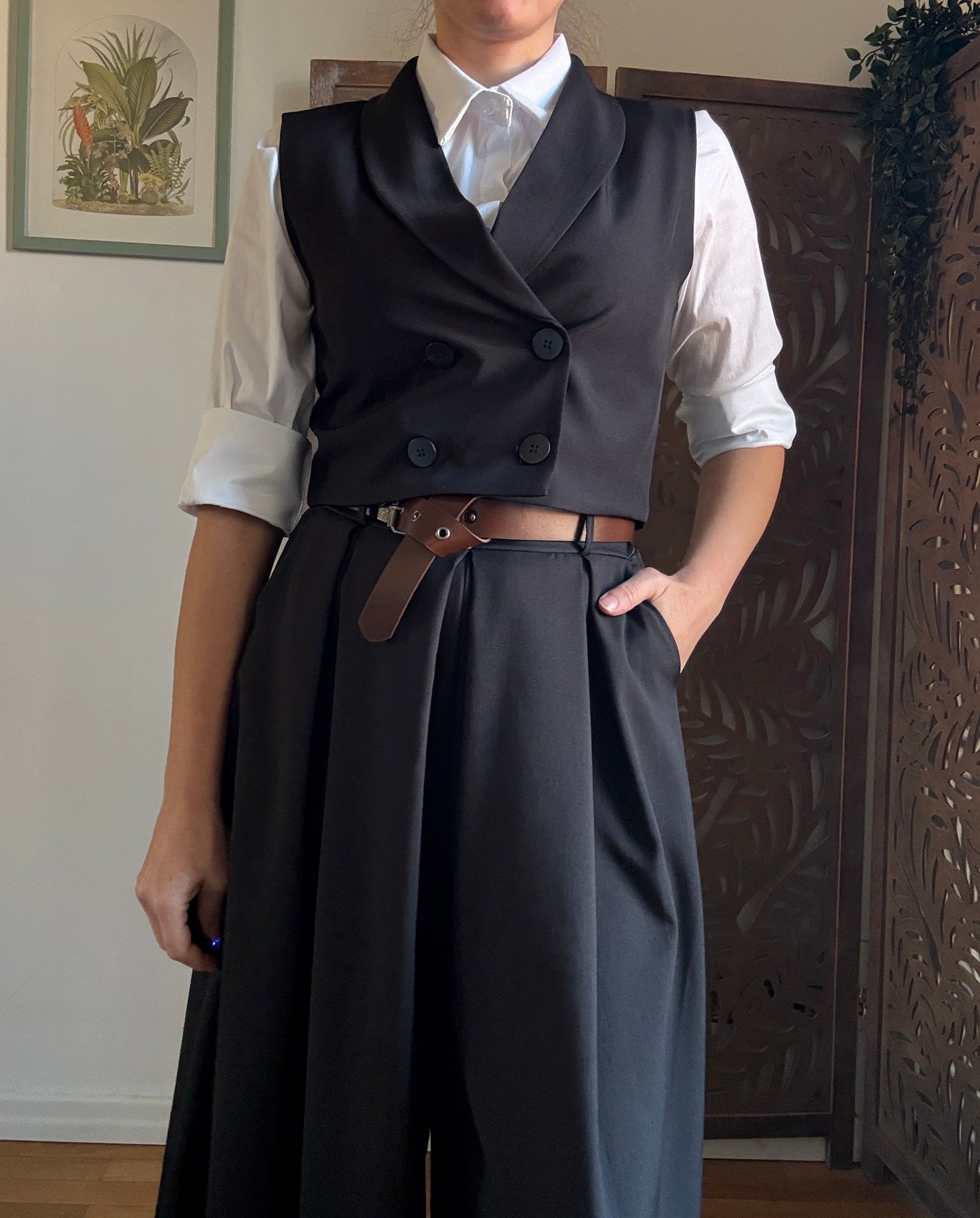 Gilet corto Oxford in 3 colori - Cioccolato, nero e bordeaux