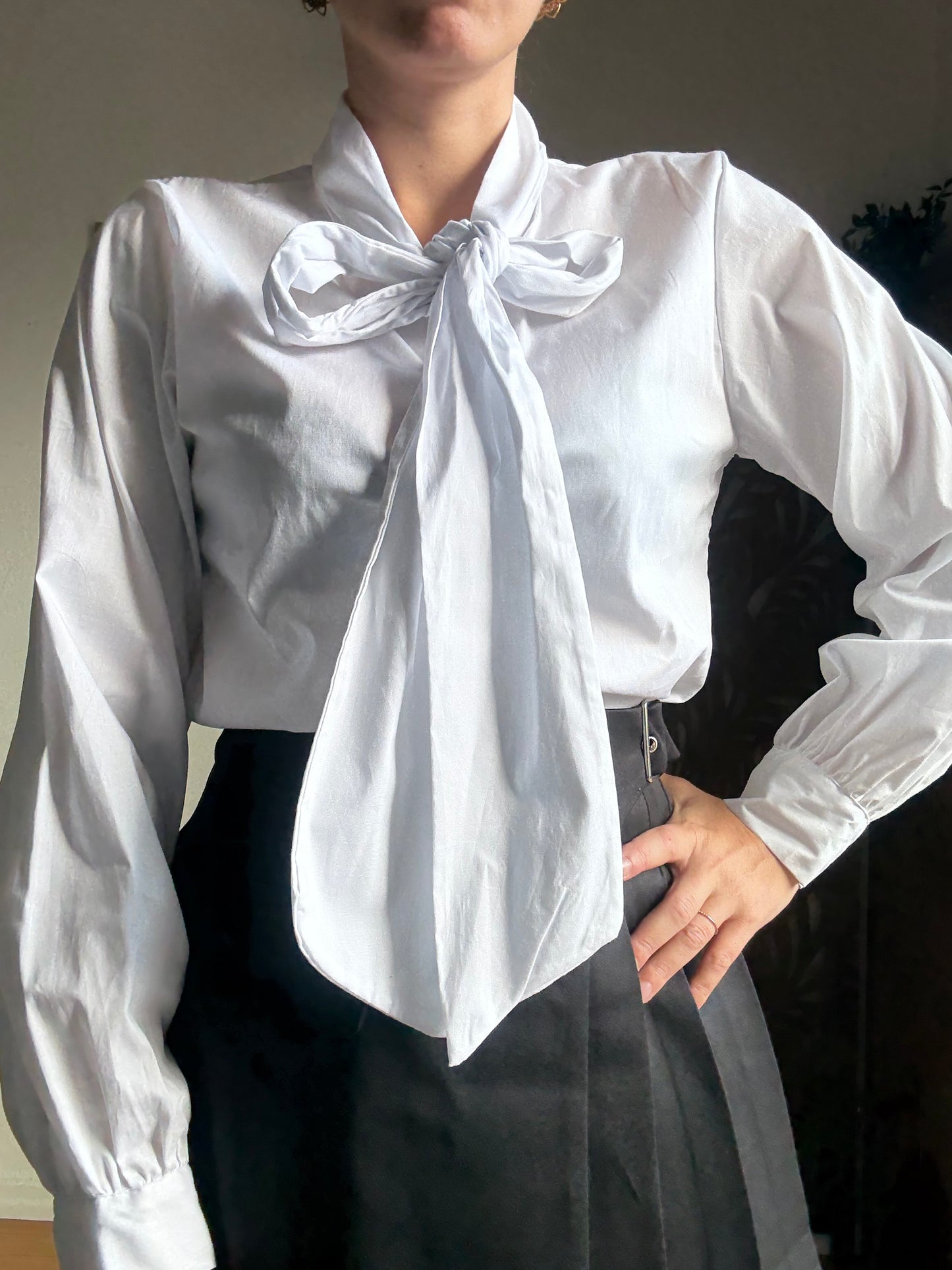 Camicetta Ribbon con fiocco bianca