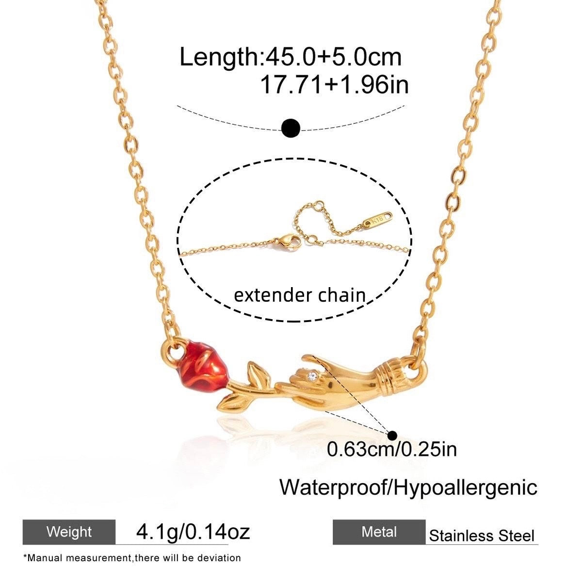 Collana in acciaio inossidabile color oro Rosa Incantata