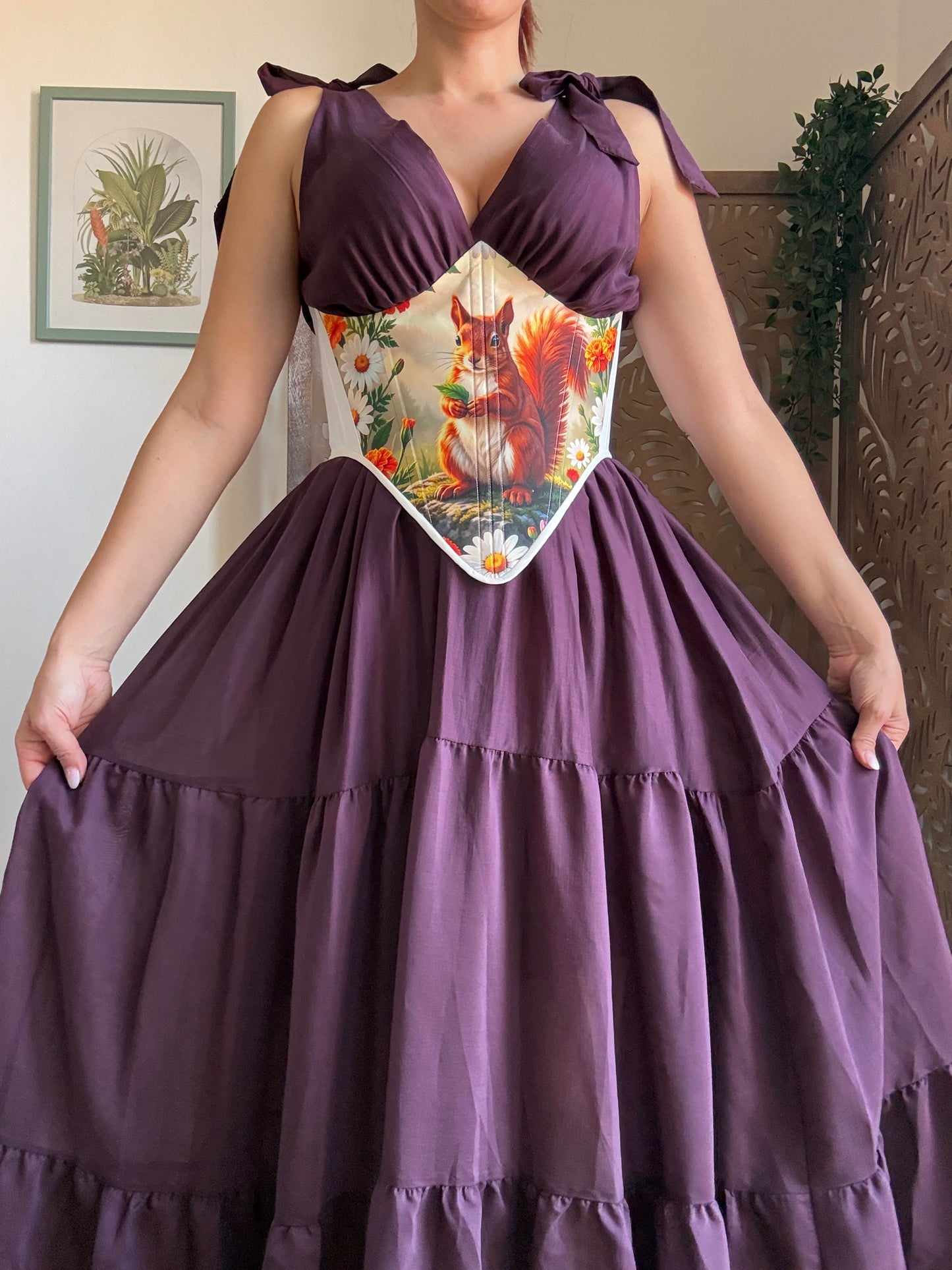 Bustino a Corsetto sottoseno Artigianale “The Enchanted Forest” - Scoiattolo