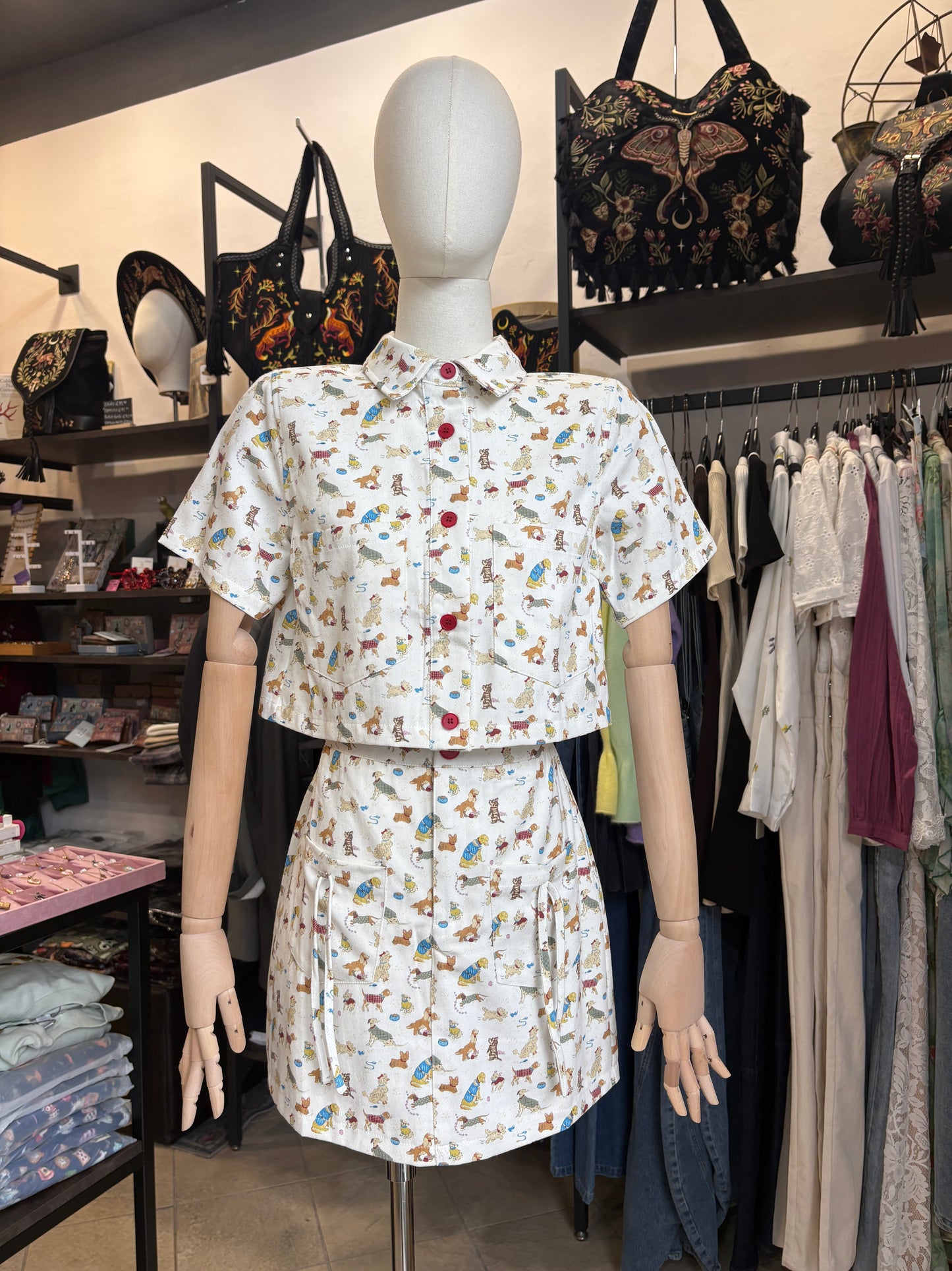 Minigonna "Happy Dogs" in Cotone