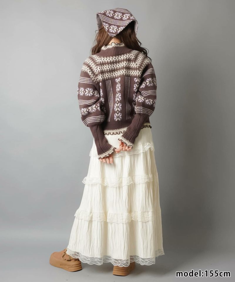 Cardigan nordic con cappuccio in maglia Jacquard in stile retrò