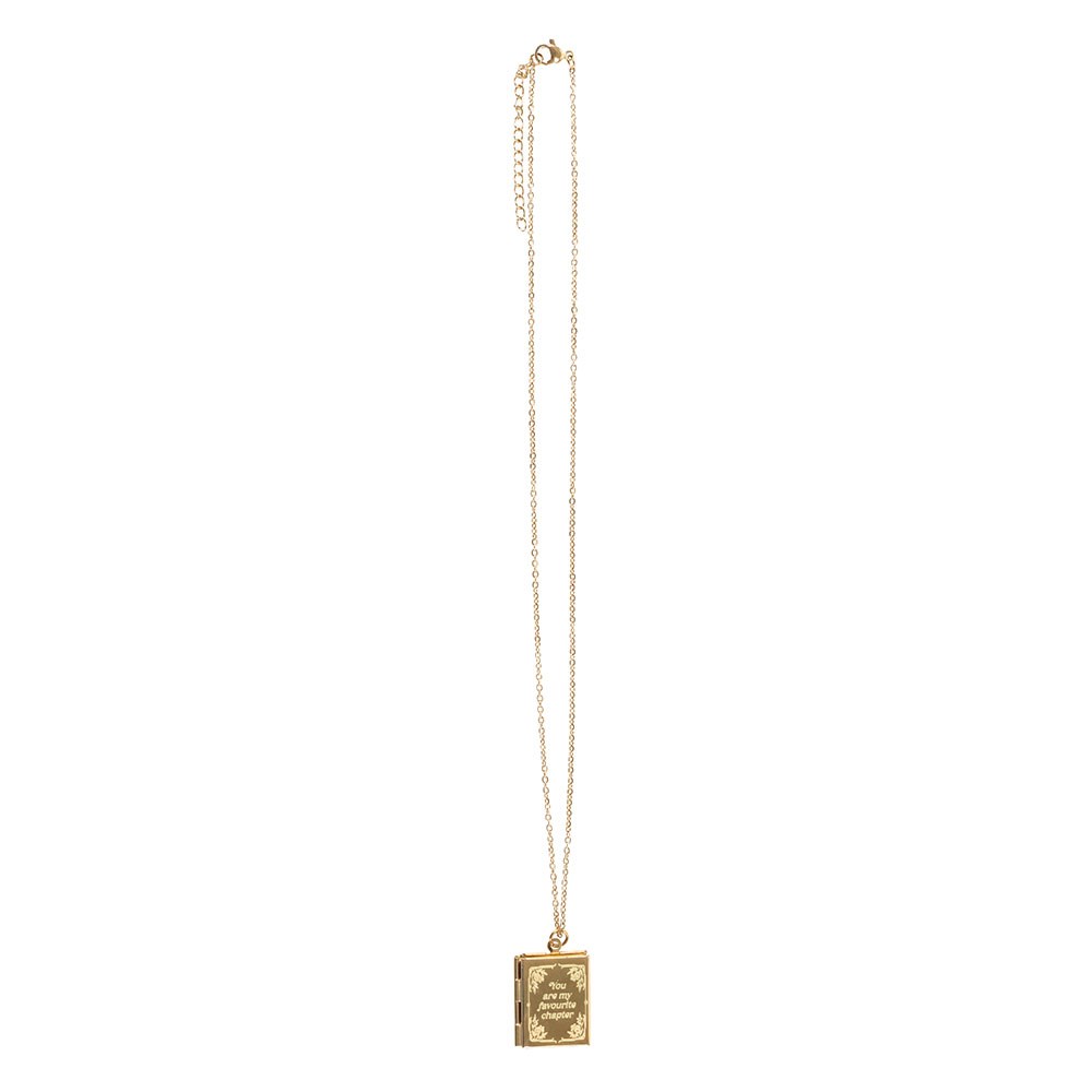 Collana Medaglione a Libro in Acciaio Color Oro in Confezione Regalo