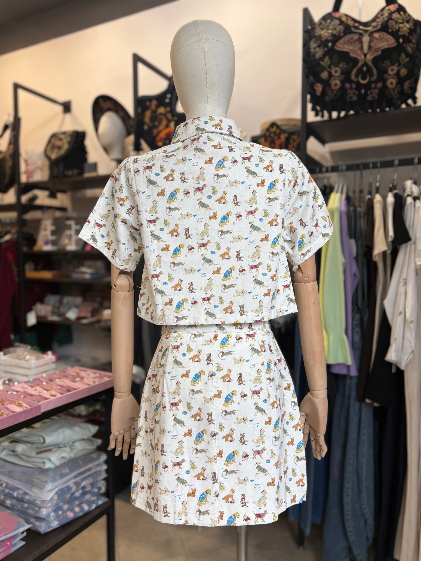 Camicetta Crop "Happy Dogs" in Cotone