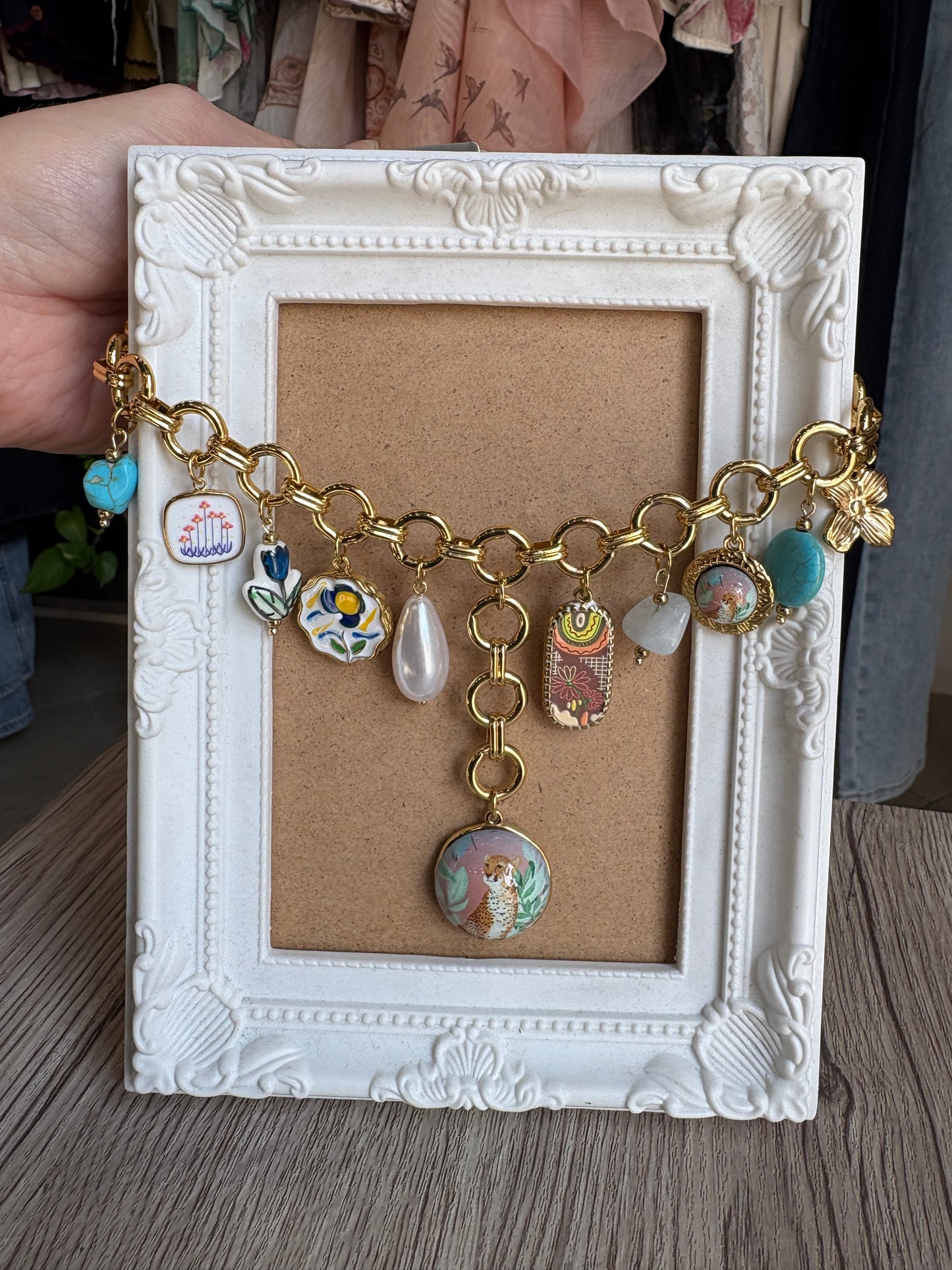 Collana Gold Jungle - con Charms e Ghepardo