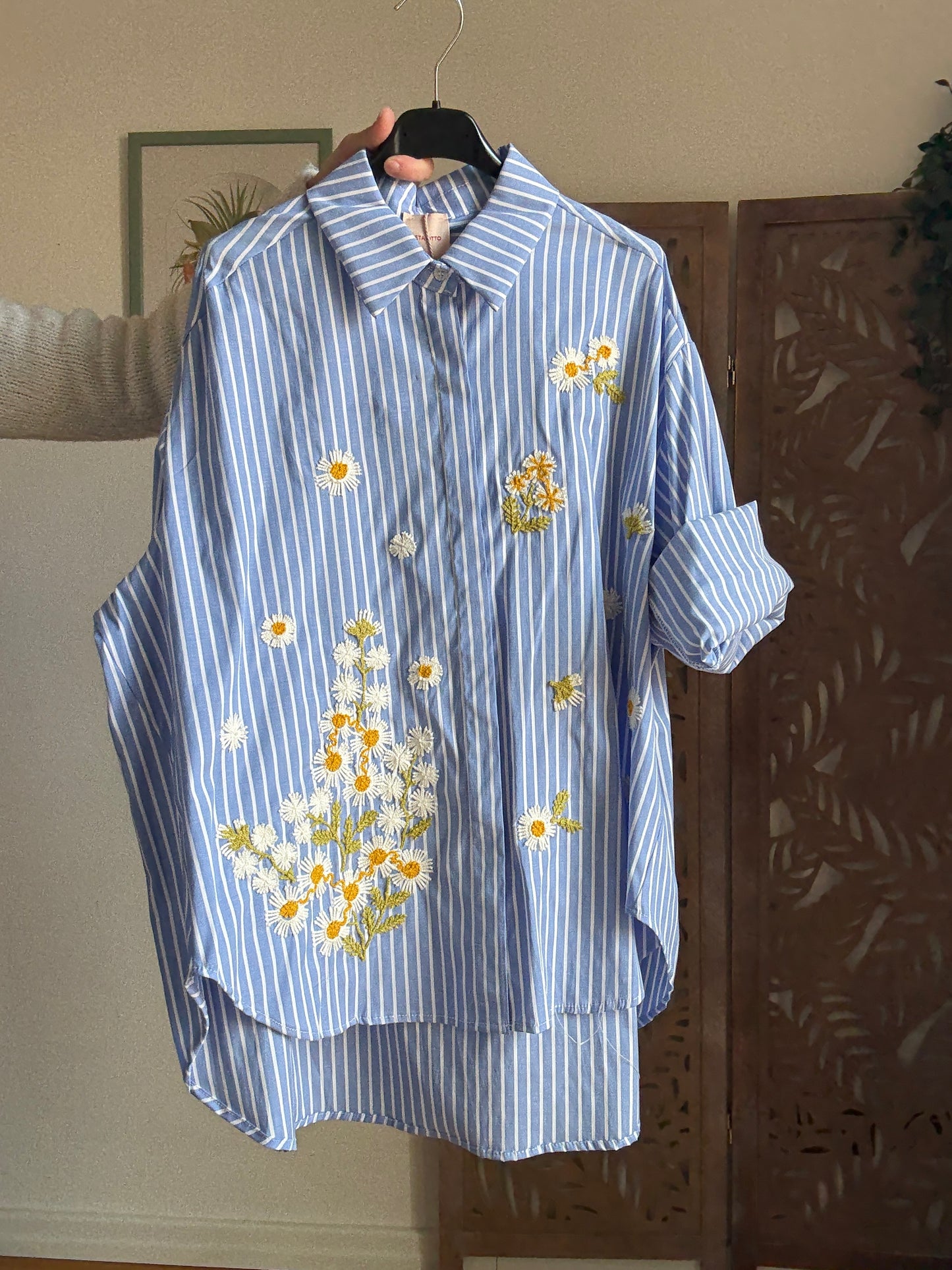 Camicia Oversize Daisy Dream in 100% Cotone