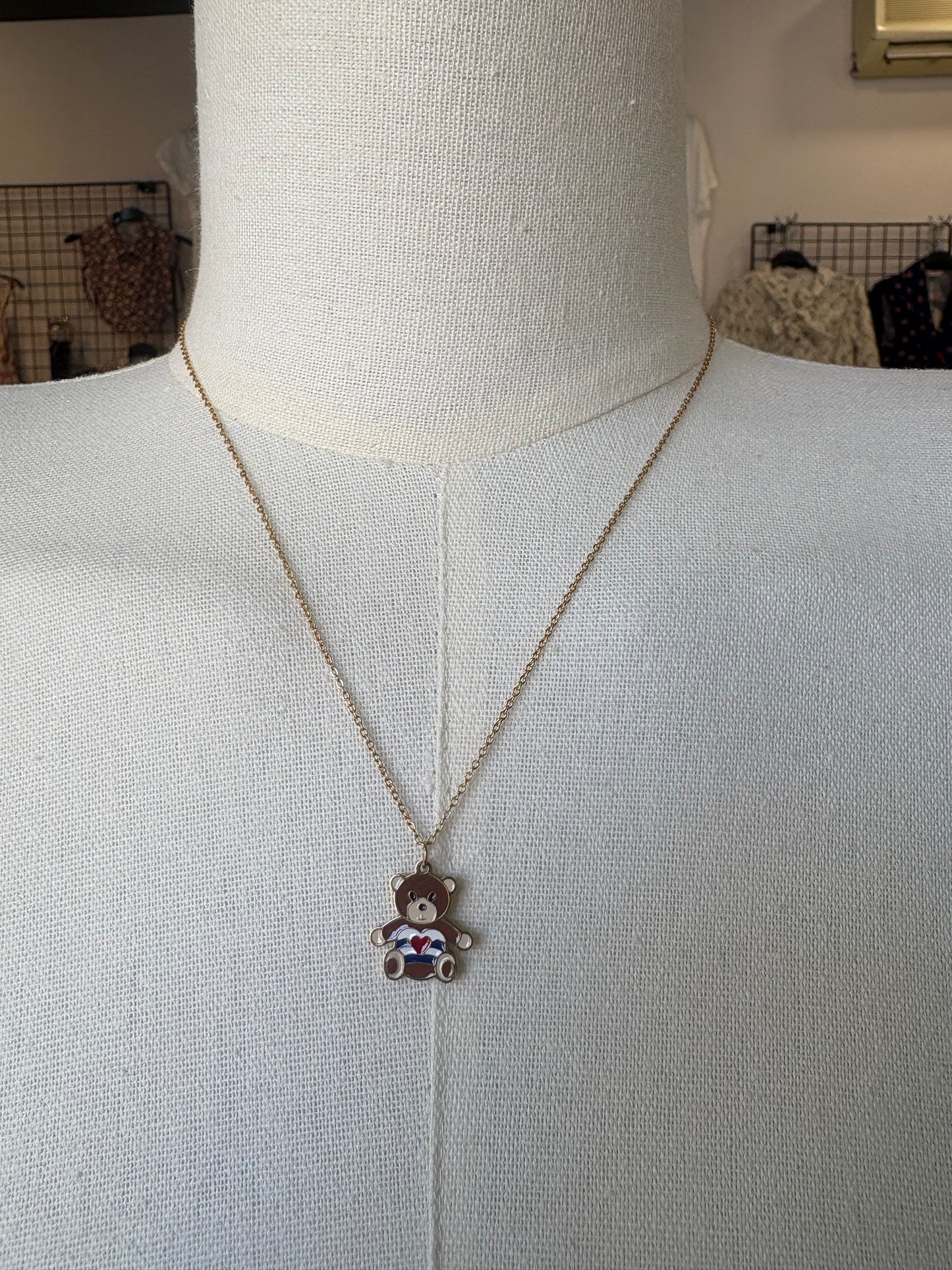 Collana in acciaio inossidabile orsetto smaltato in 2 colori