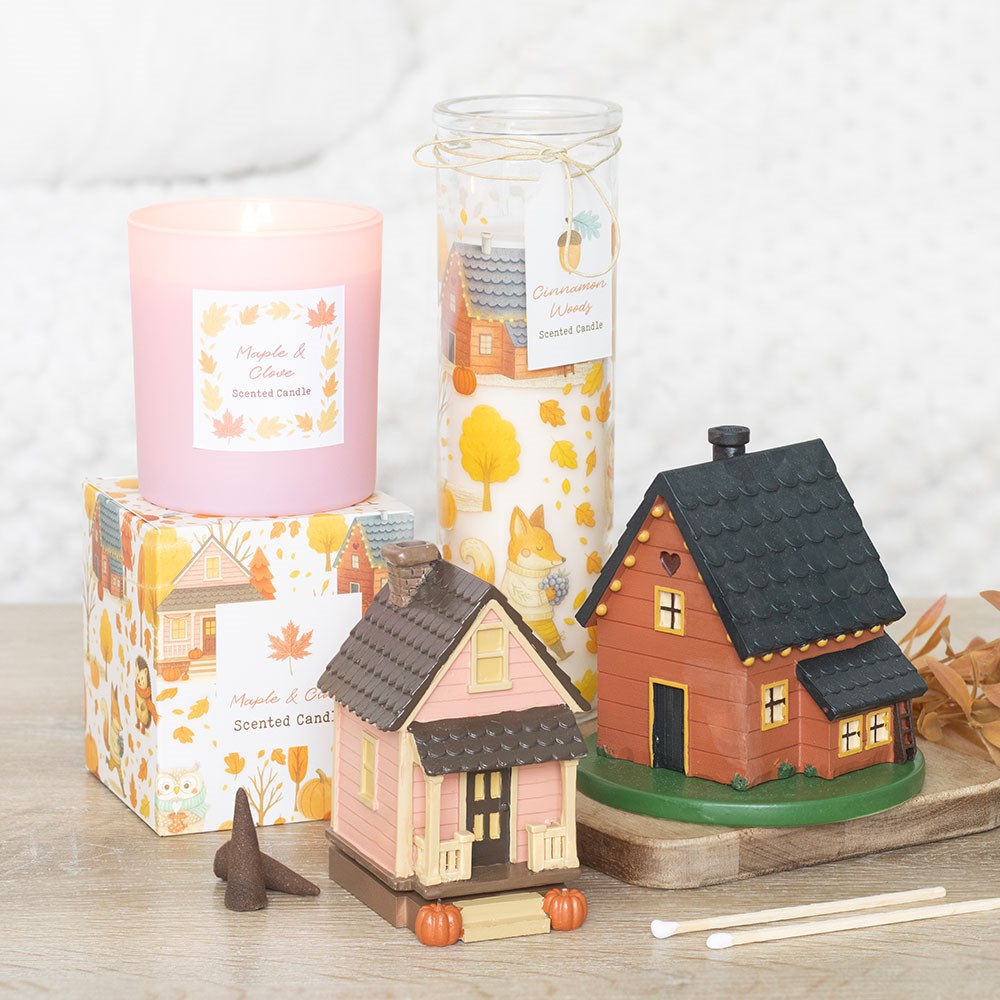 Bruciatore d'Incenso a Cono "Pink House" con Zucche