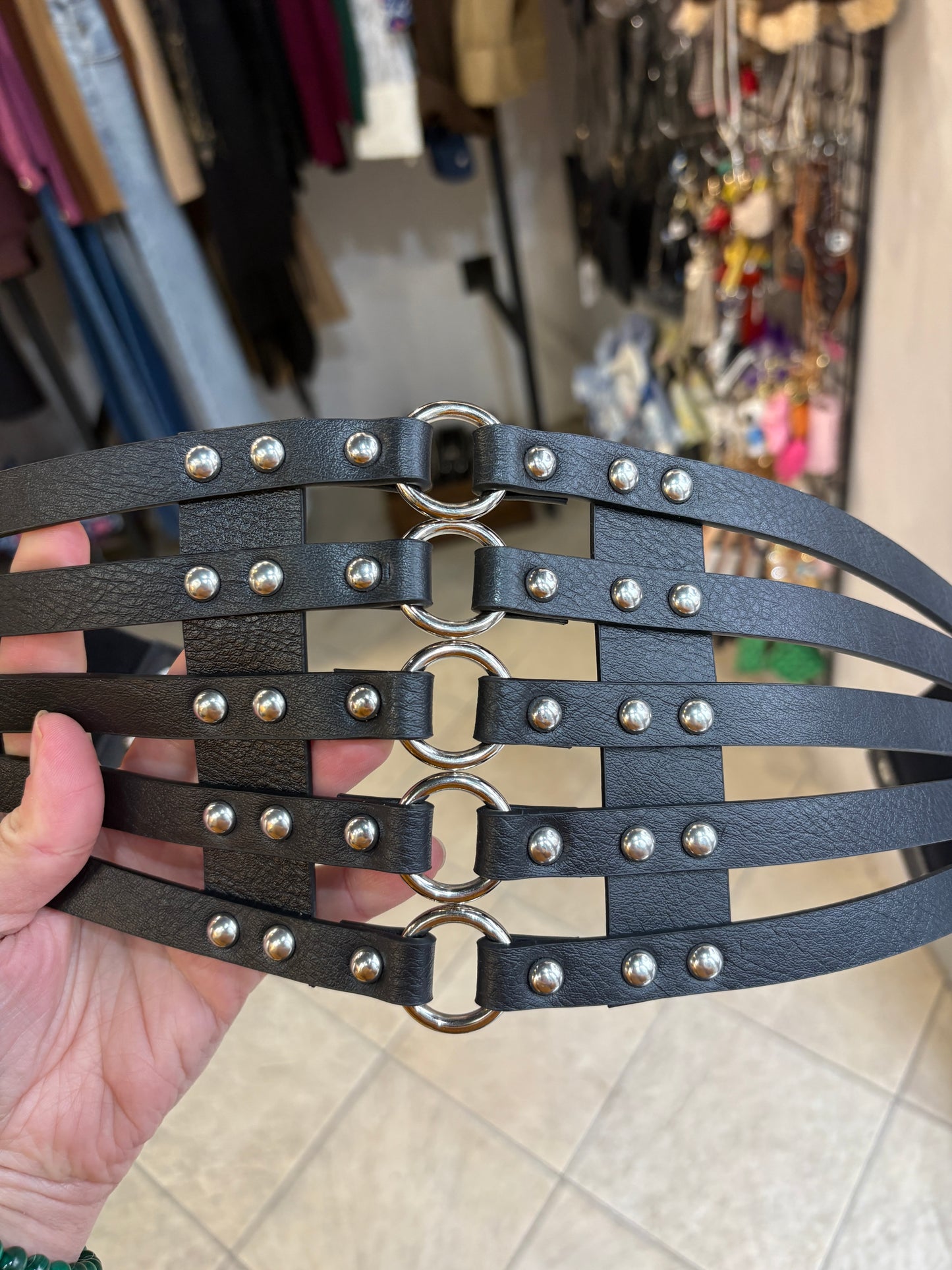 Cintura Alta "Cage" con Borchie