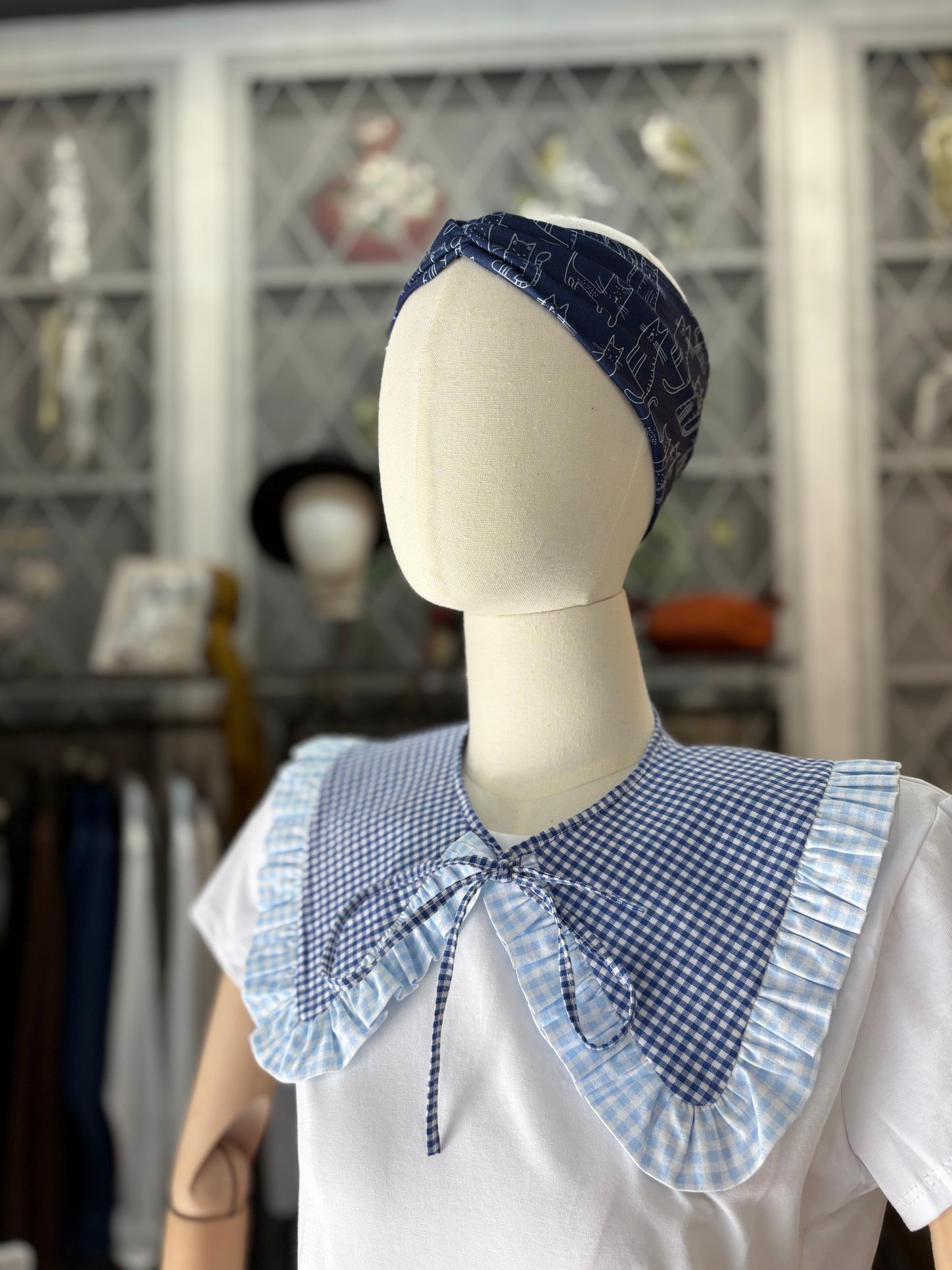 Colletto in cotone handmade con scrunchie abbinato