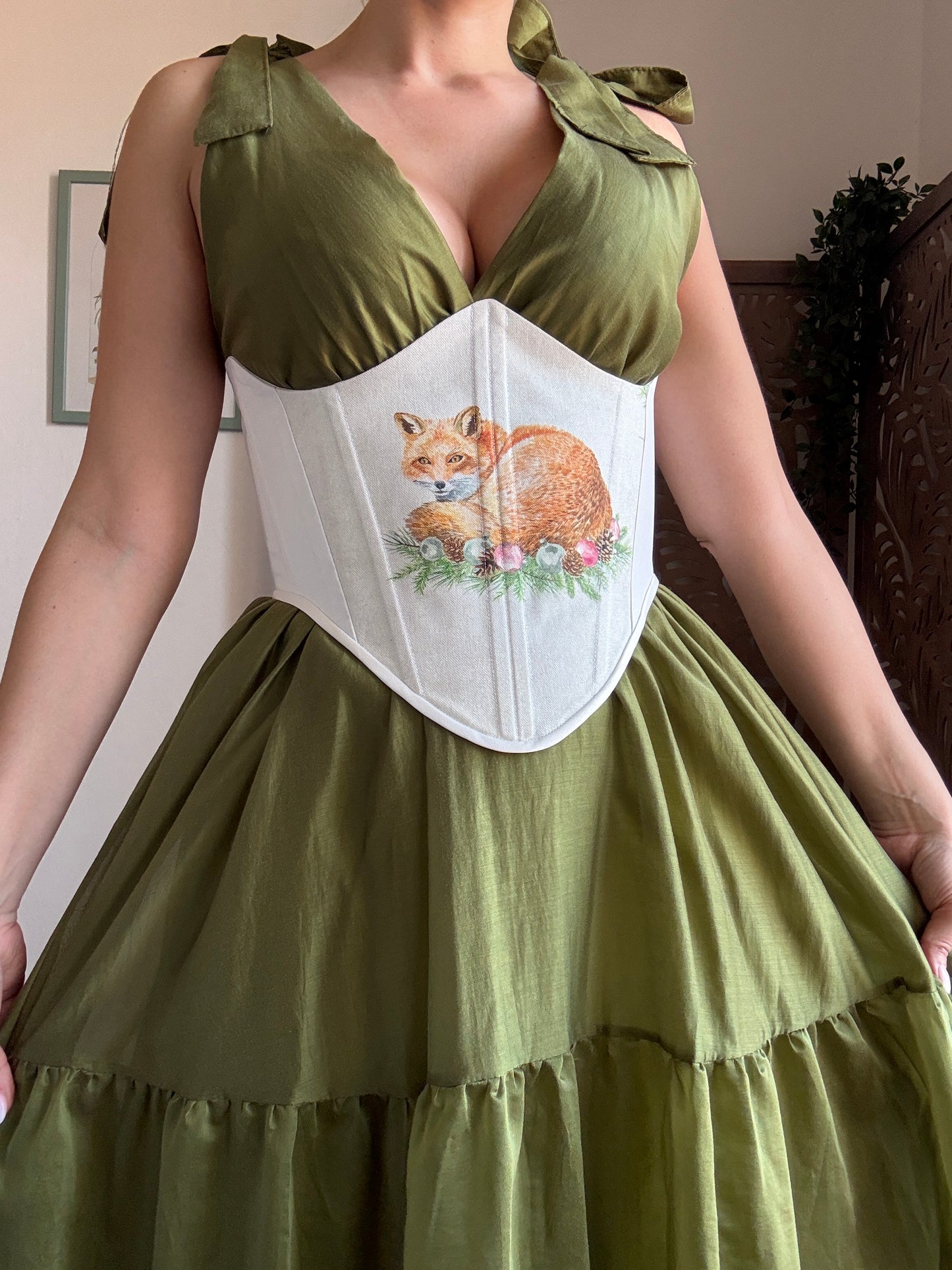 Bustino a Corsetto sottoseno Artigianale “The Enchanted Forest” - Sleepy Fox