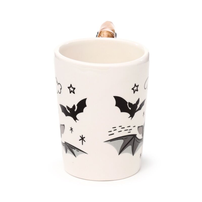 Tazza in Ceramica con Manico a Forma di Pipistrello