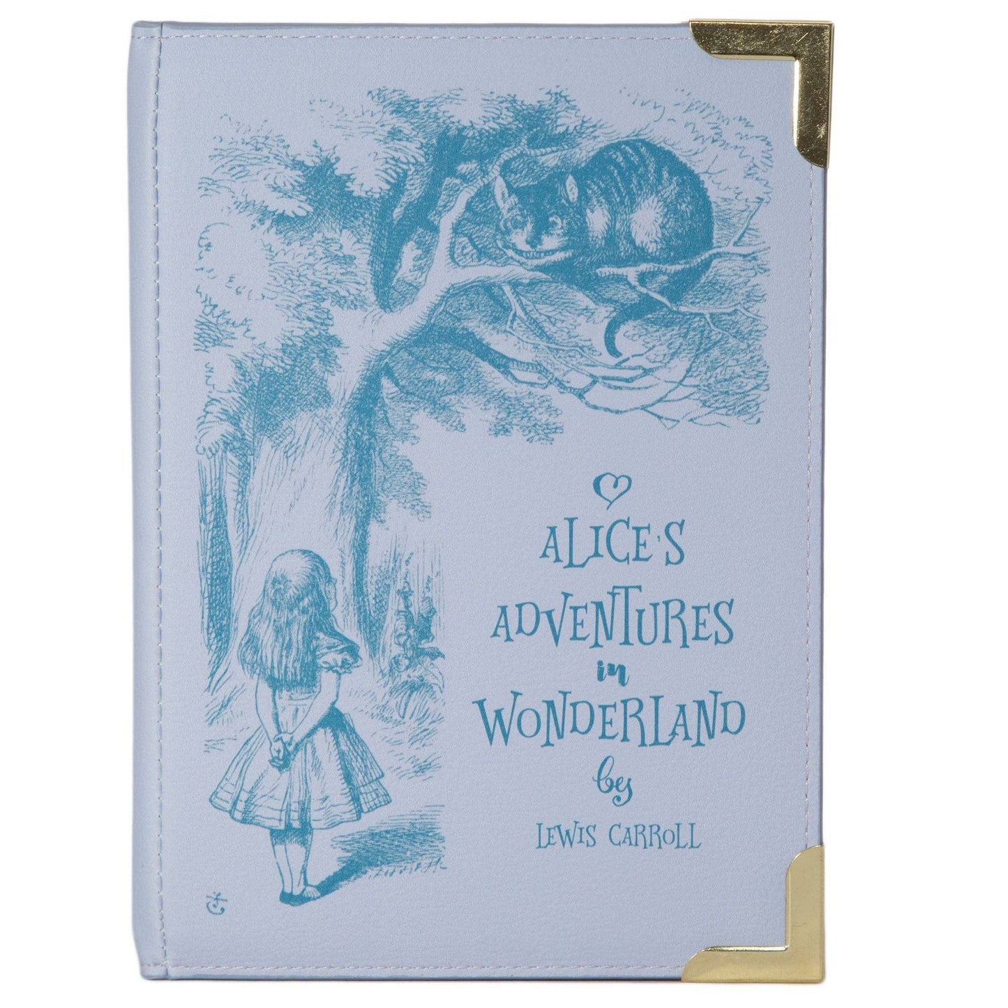 Borsa a tracolla vegana con libro viola Alice nel Paese delle Meraviglie