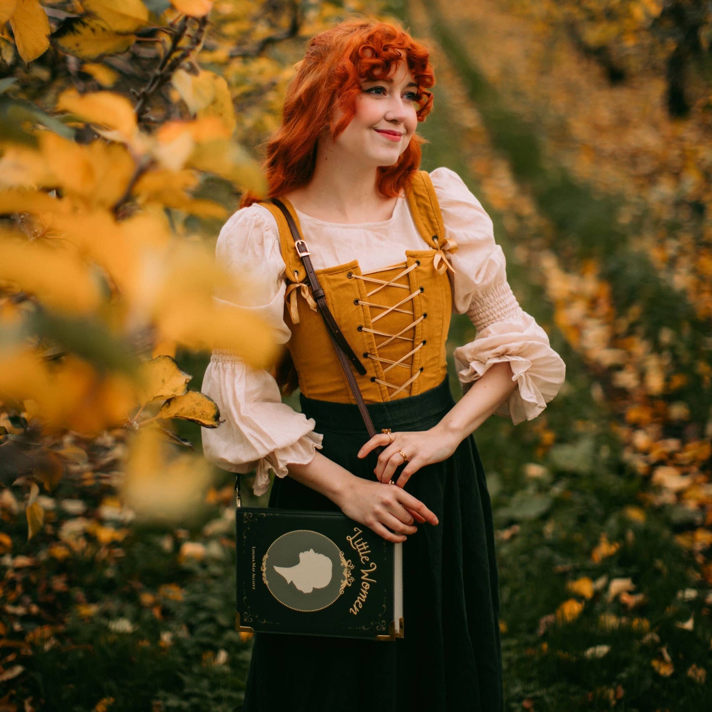 Borsa a tracolla con libro verde da donna: Grande