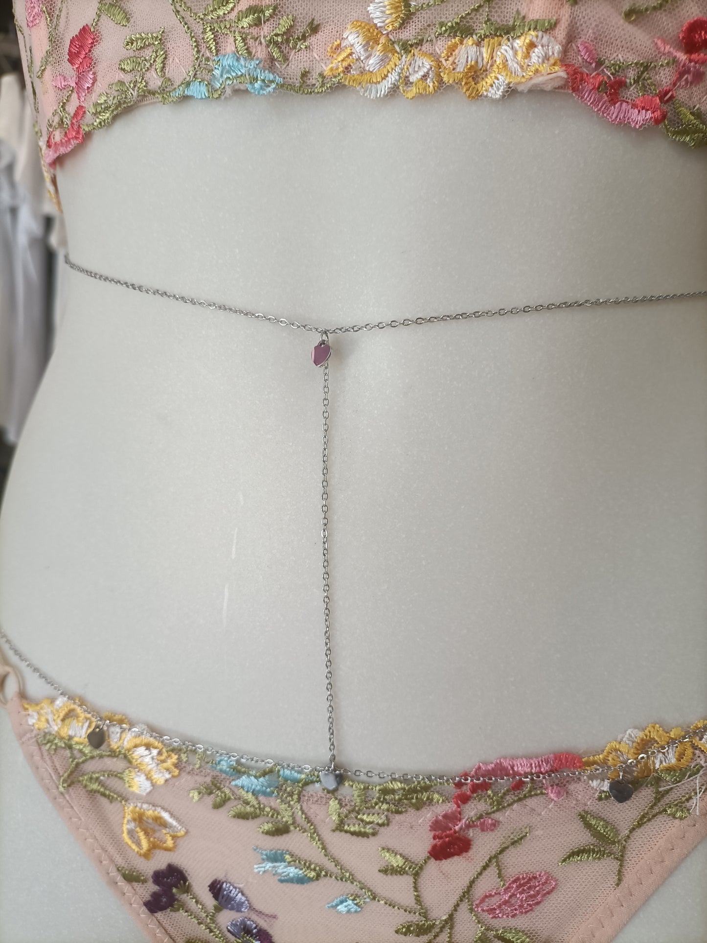 Catenina girovita in acciaio cuori