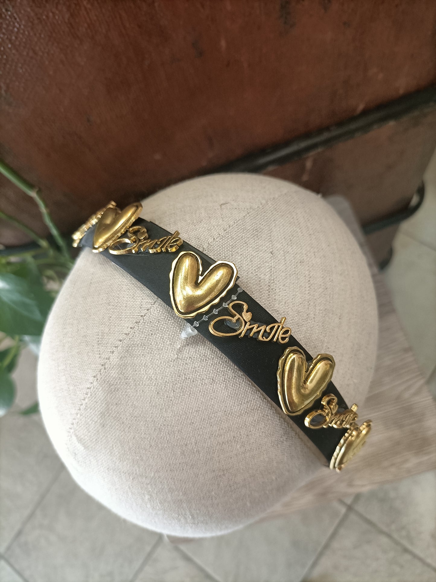 Cerchietto gioiello Hearts and Smile nero
