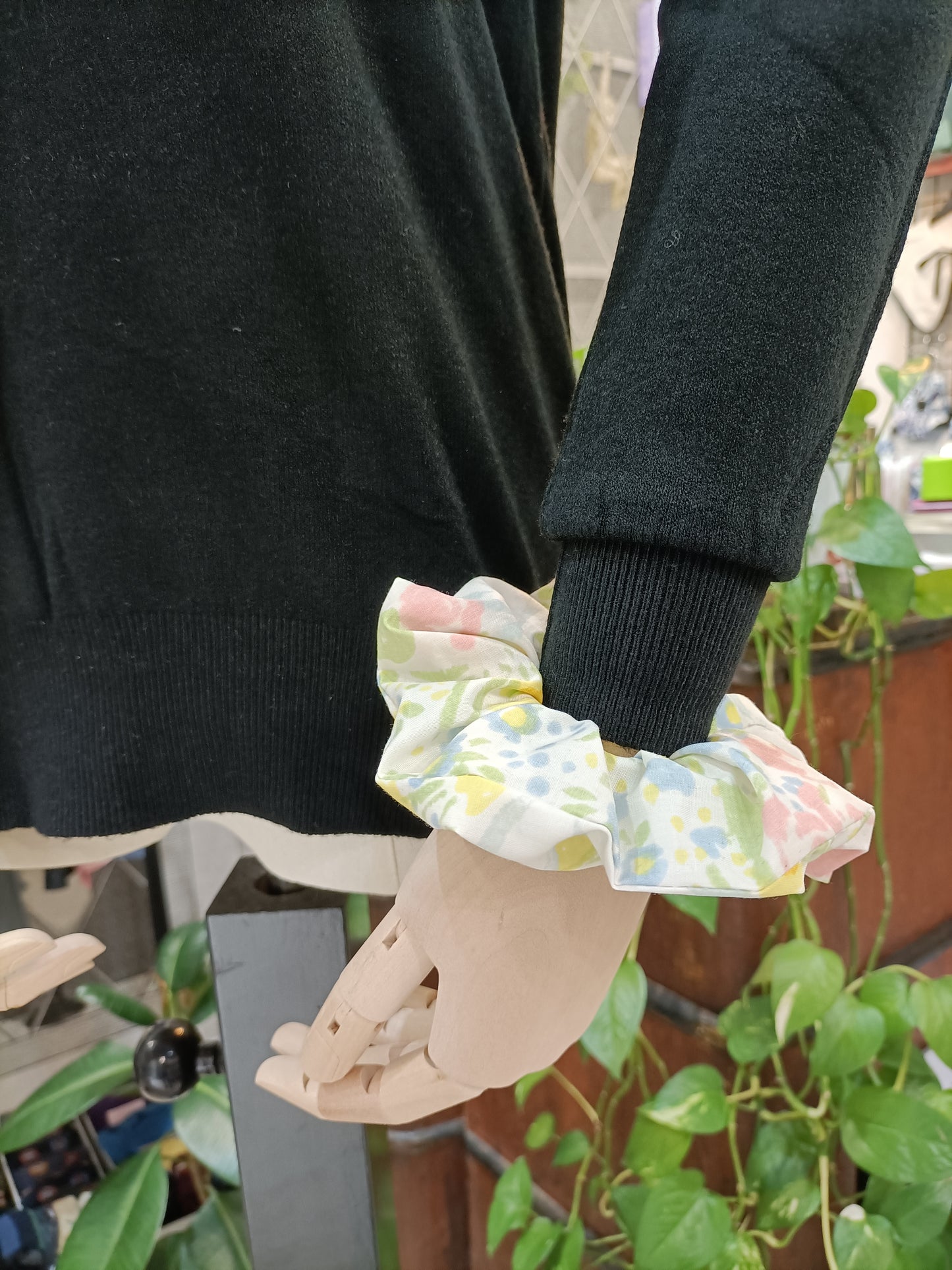 Colletto in cotone handmade con scrunchie abbinato