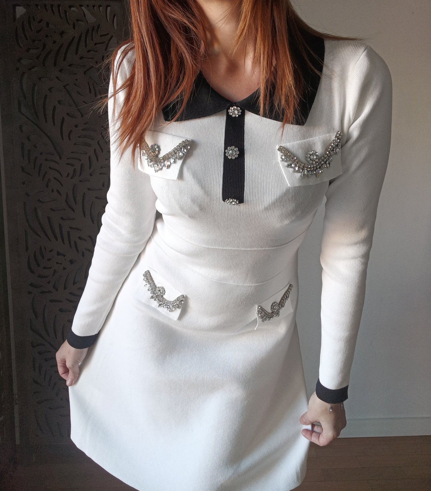 Abito gioiello Louise in viscosa colore bianco