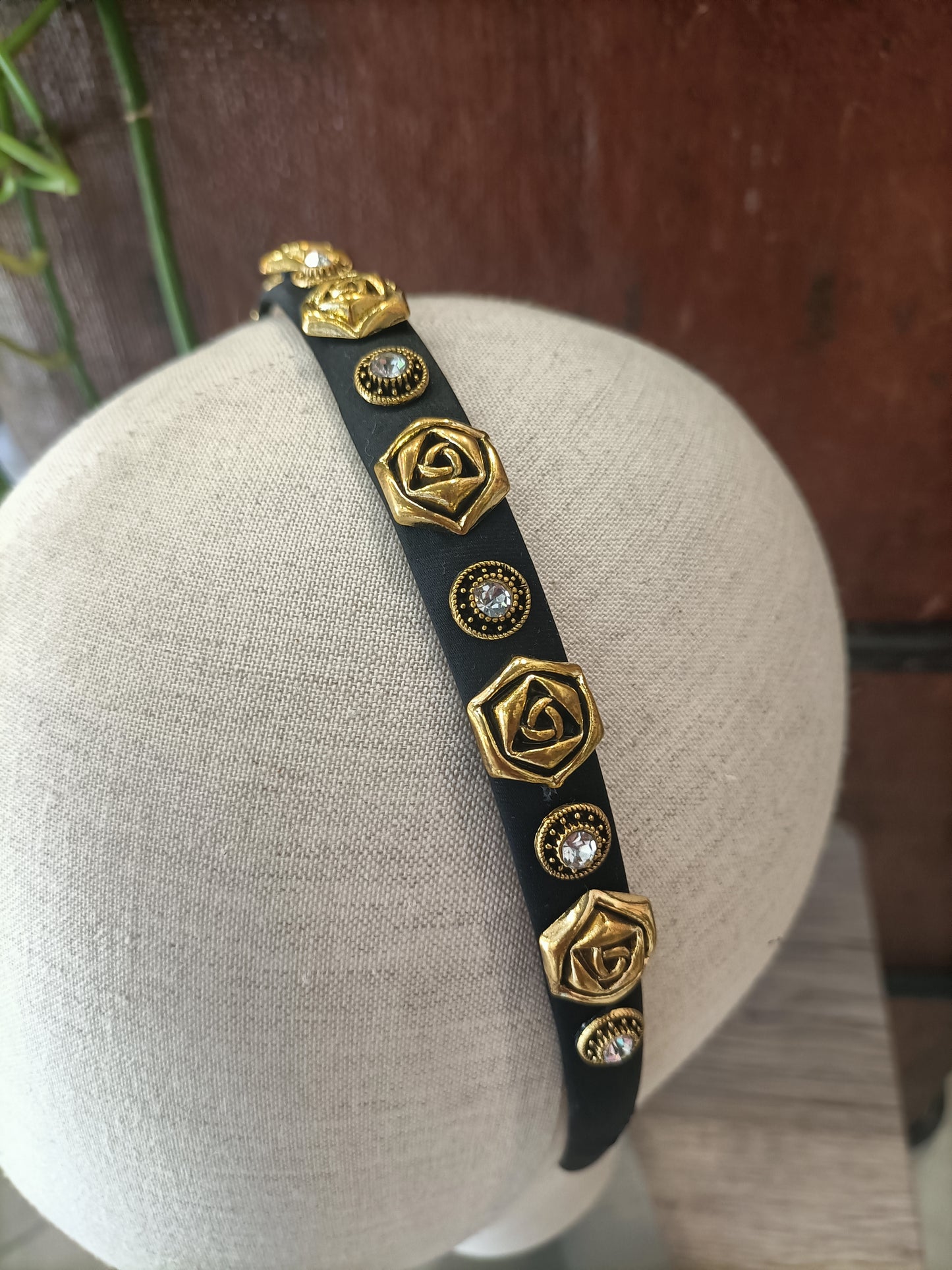 Cerchietto gioiello Rose e Strass nero