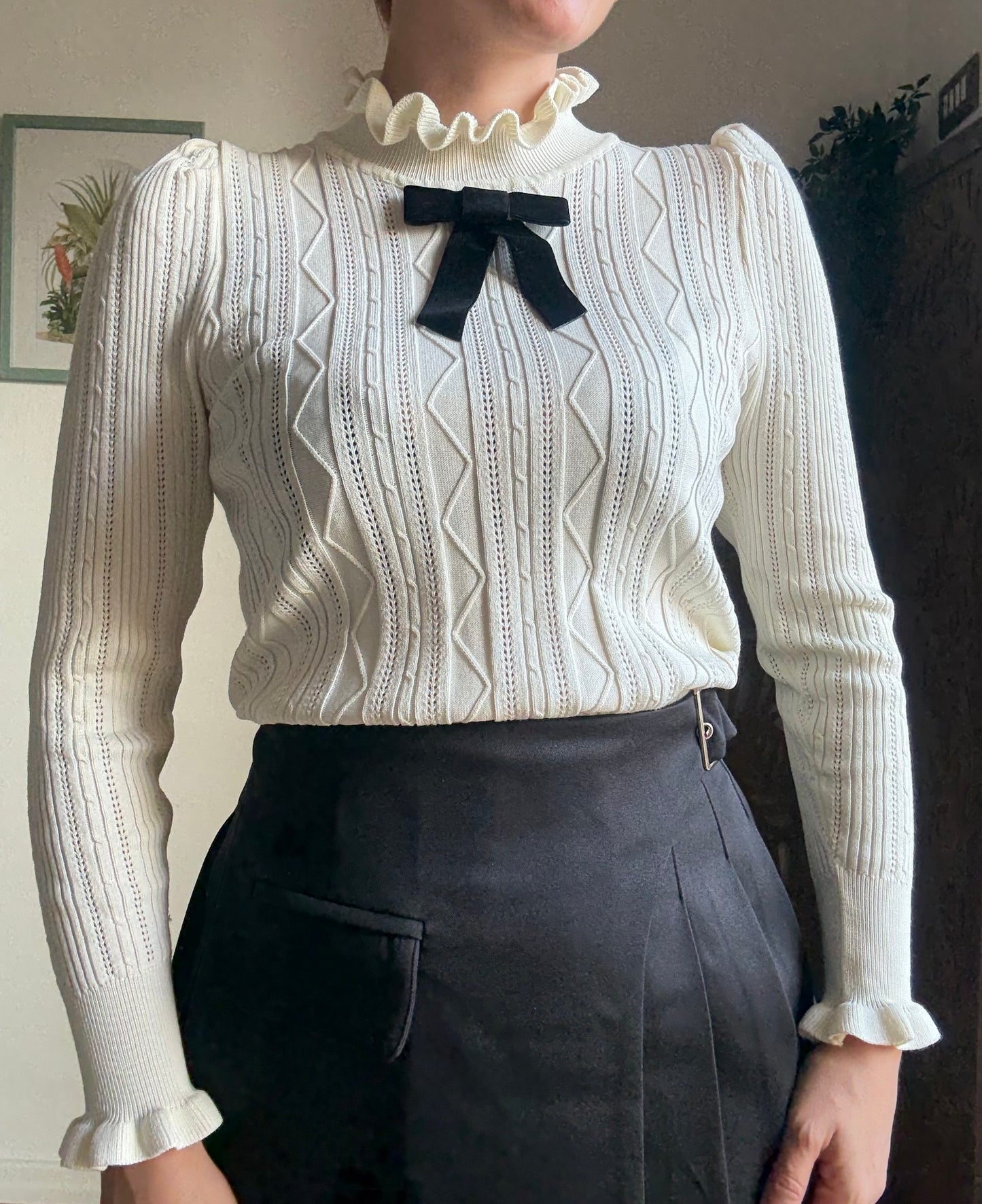 Maglia retrò Alice in 3 colori con fiocco