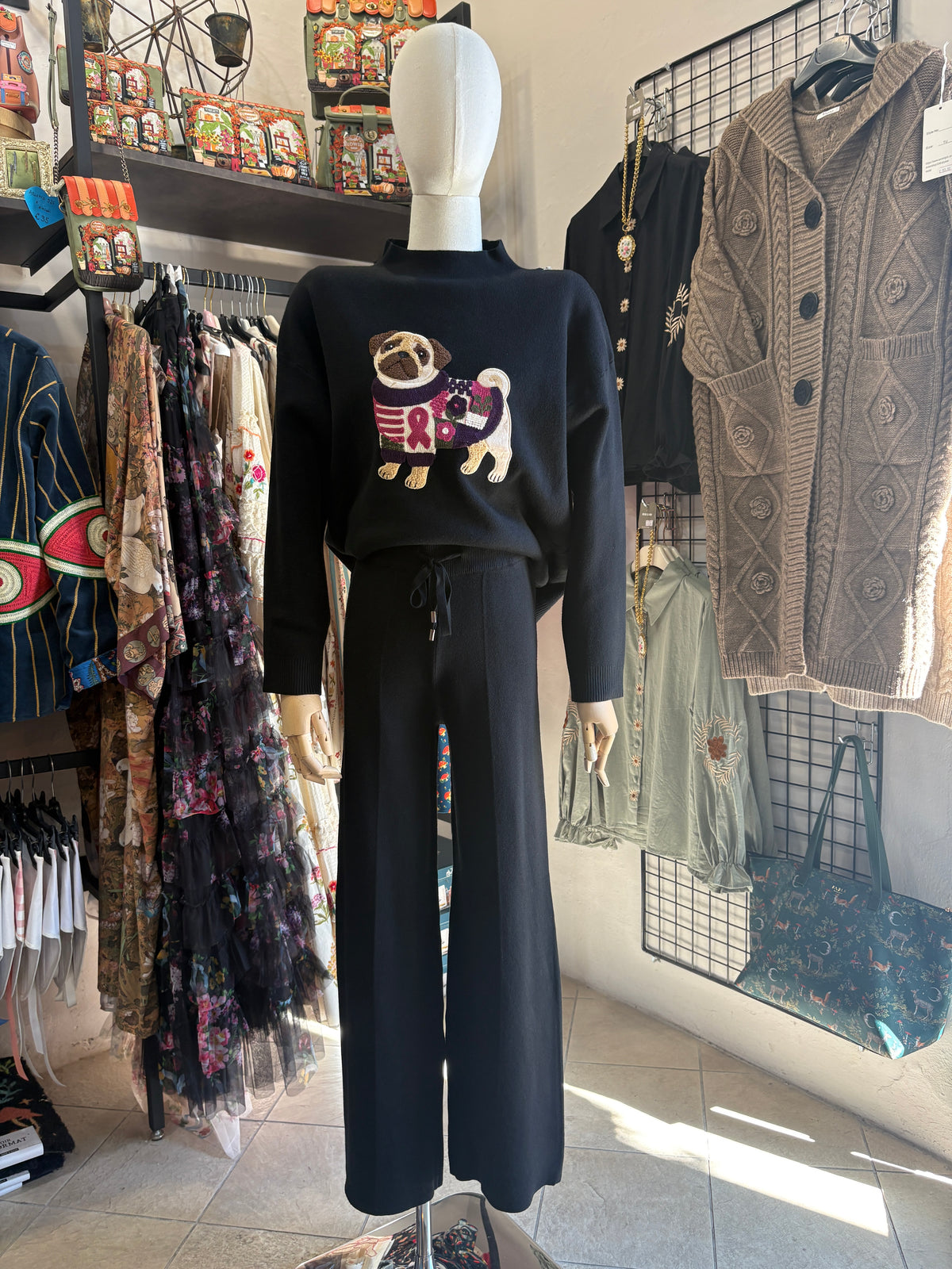 Pantaloni Palazzo in Maglia Soft-Touch a Vita Alta con Coulisse