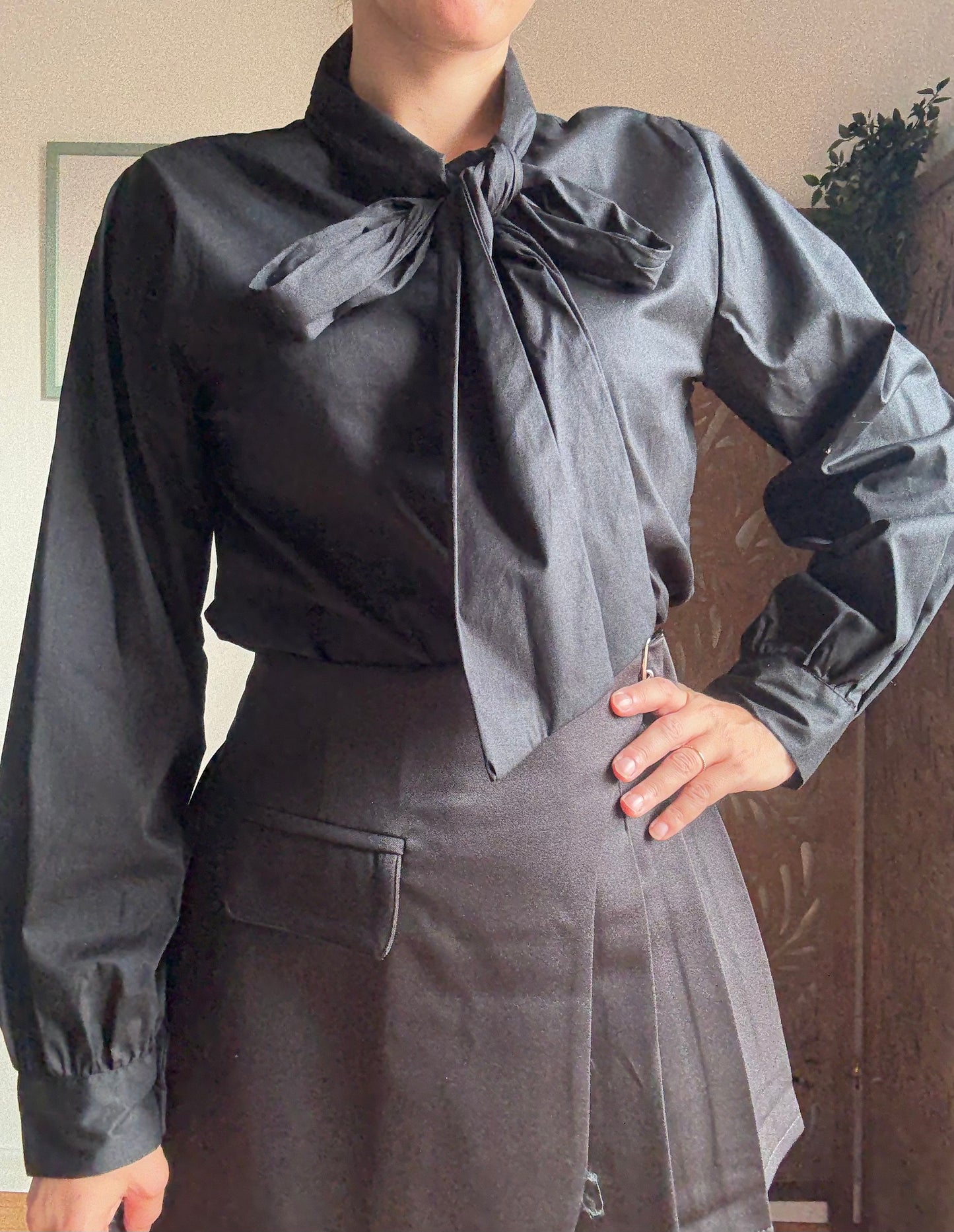 Camicetta Ribbon con fiocco nera