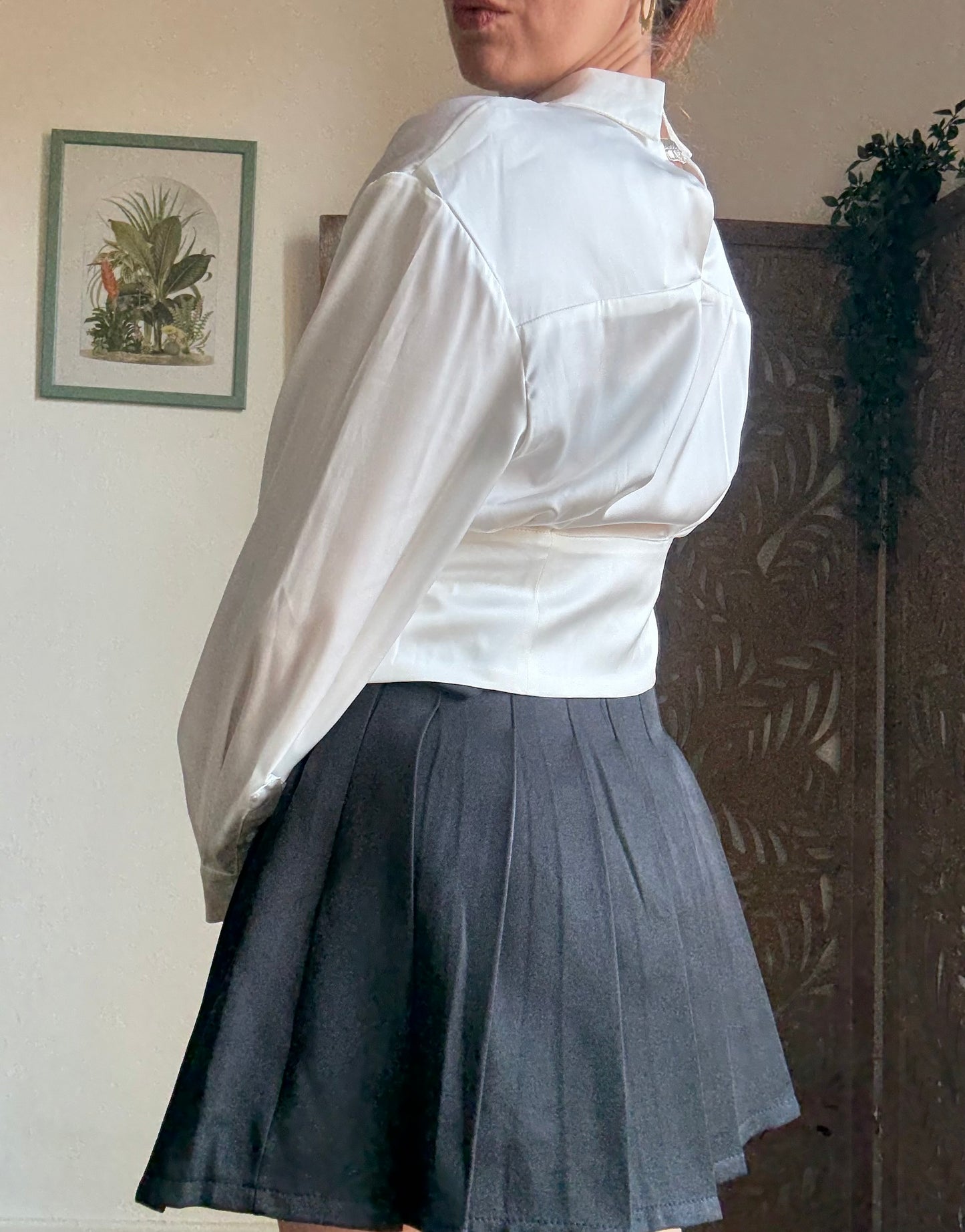 Camicetta corsetto bianca con bottoni gioiello