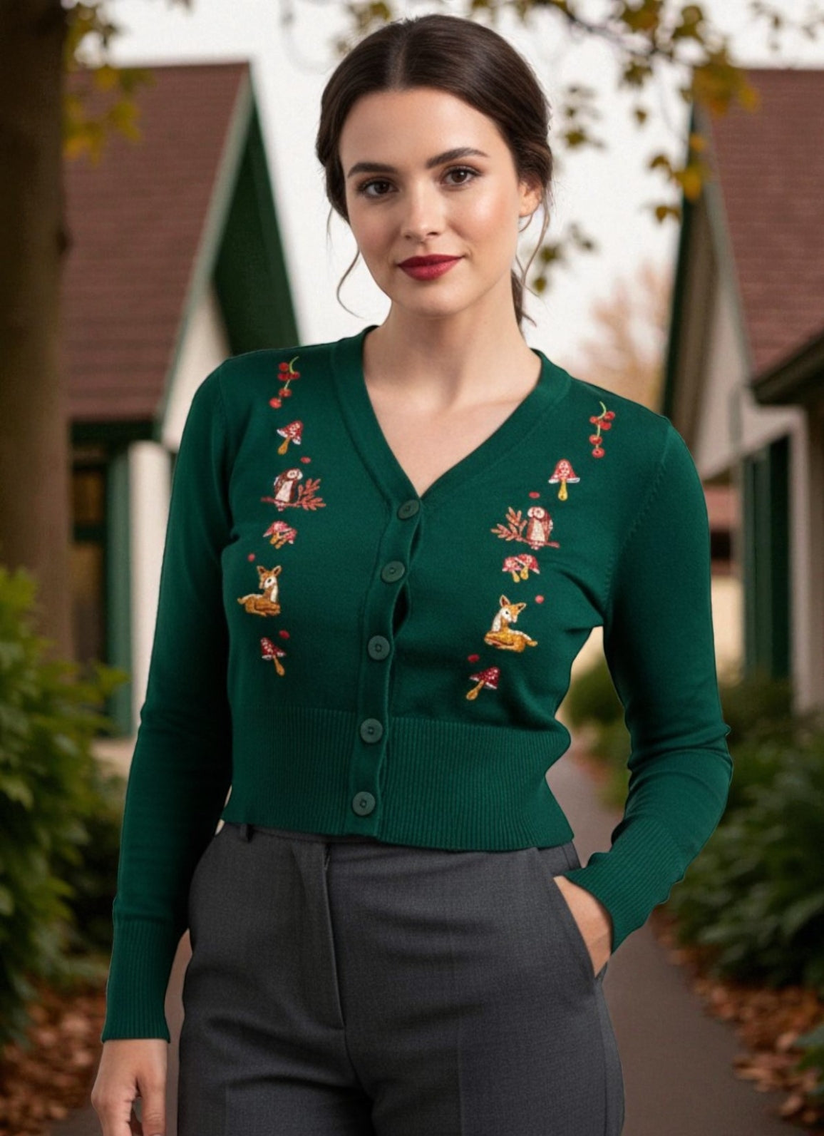 Cardigan Nara Forest Friends Verde