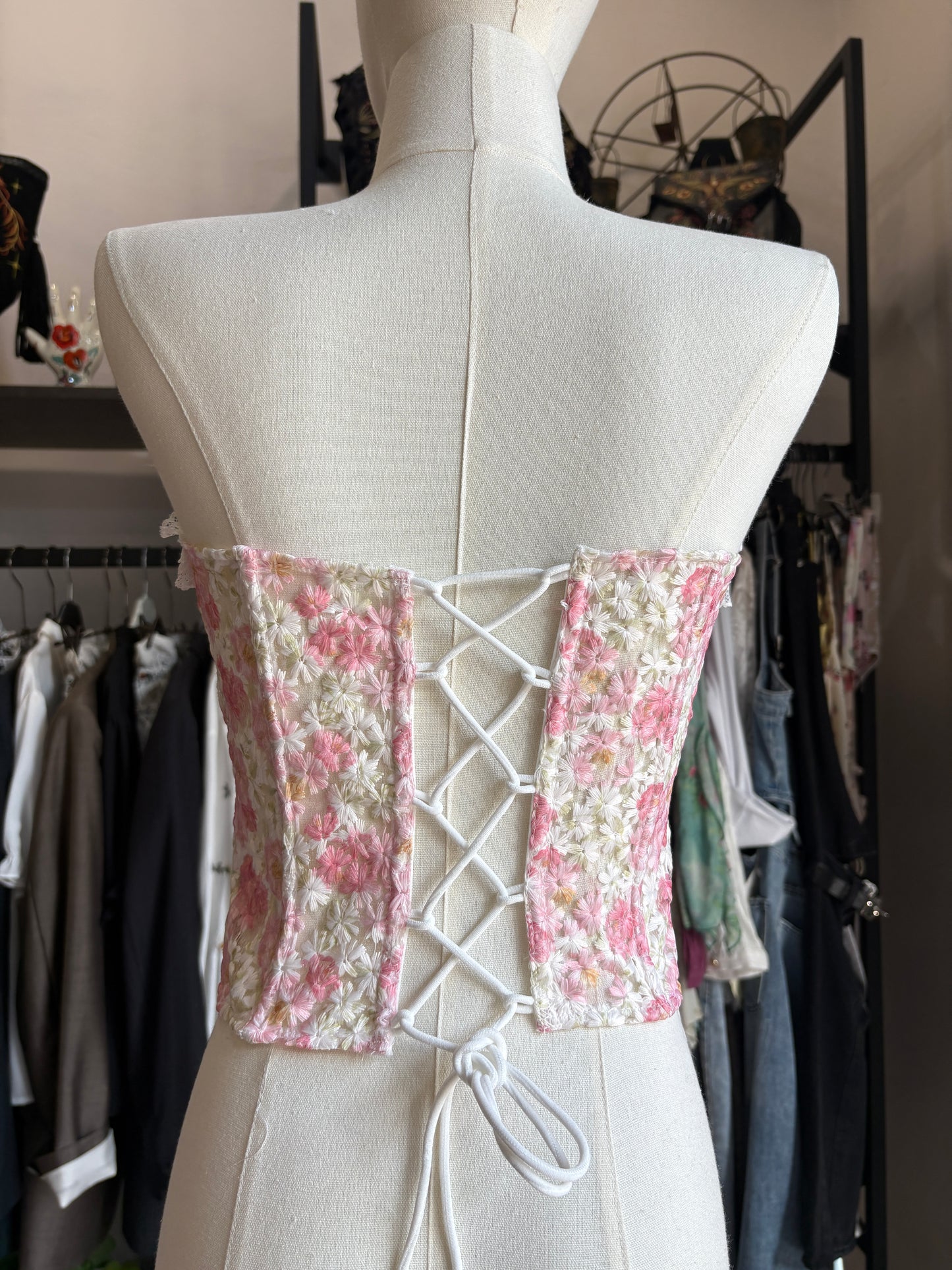 Corsetto Bustier "Prato in Fiore" in Pizzo e Merletto