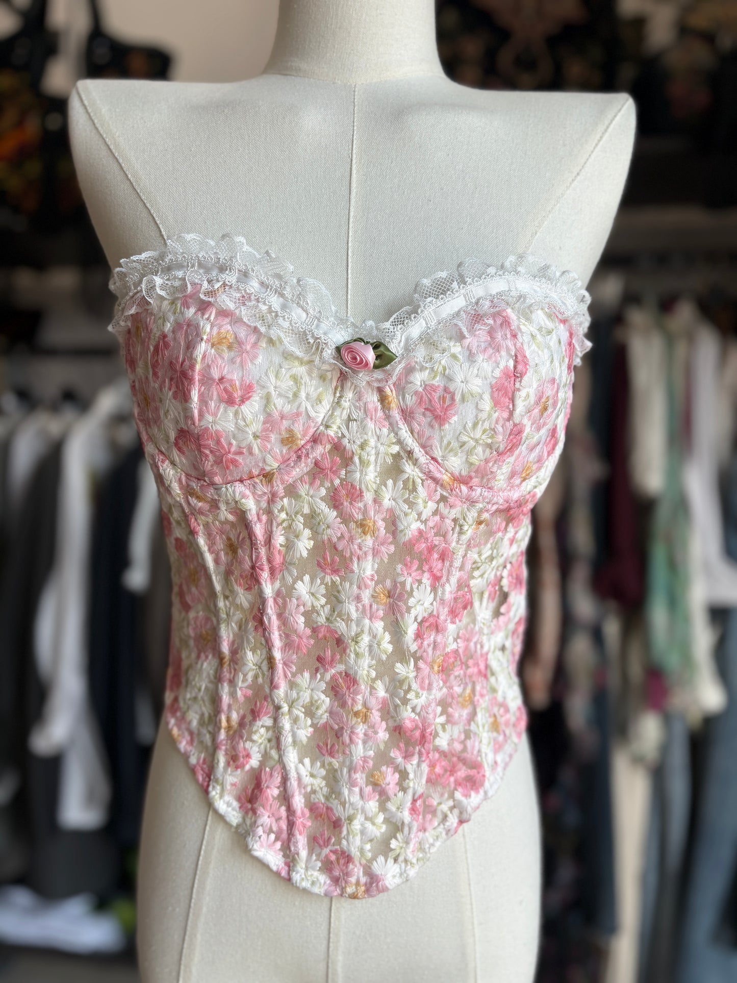 Corsetto Bustier "Prato in Fiore" in Pizzo e Merletto