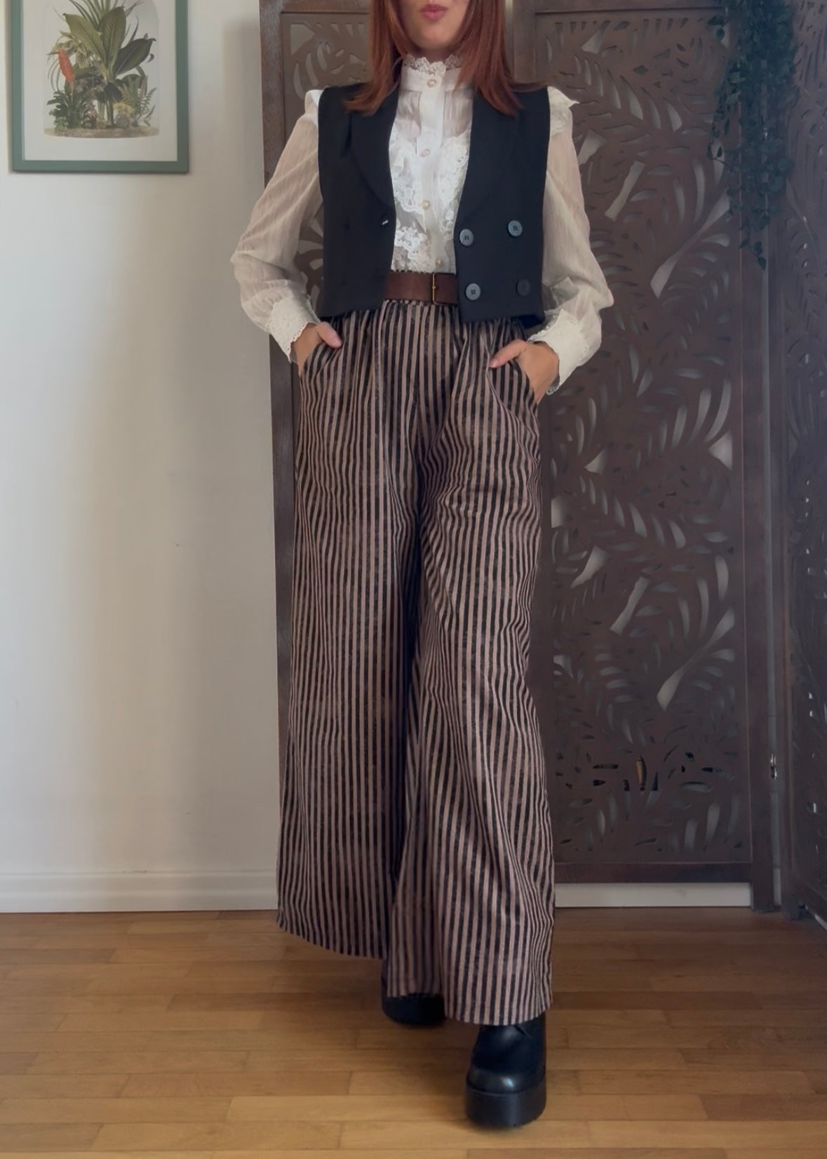 Pirate Pants in cotone in 2 colori + cintura a gamba larga