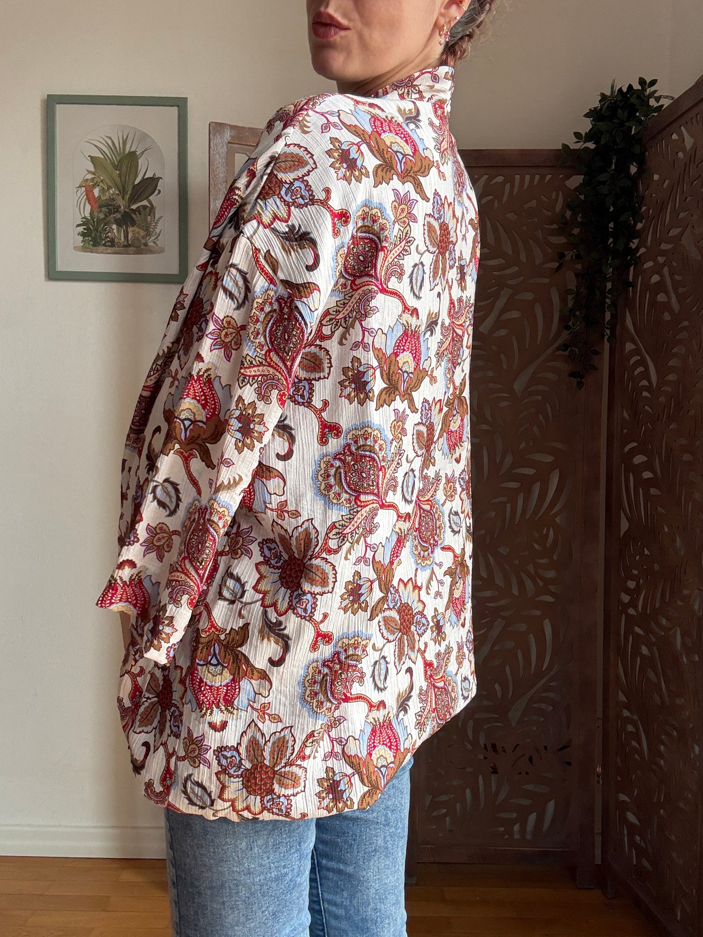 Kimono Donna Boho Chic Foderato in Cotone con Interno a Righe e Tasche - In Vari Colori e Fantasie