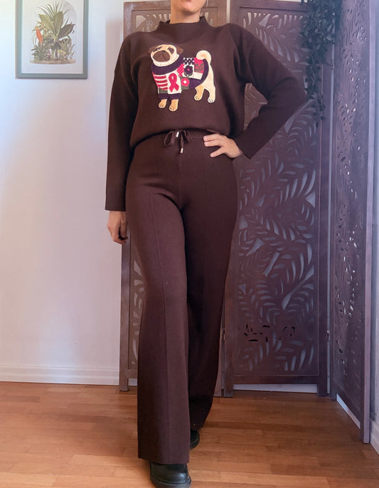 Pantaloni Palazzo in Maglia Soft-Touch a Vita Alta con Coulisse