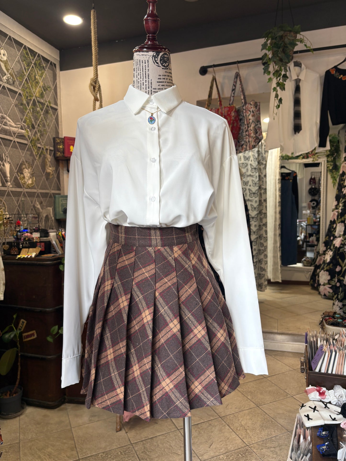 Gonna con Pantaloncino Tartan a Pieghe - Stile Preppy