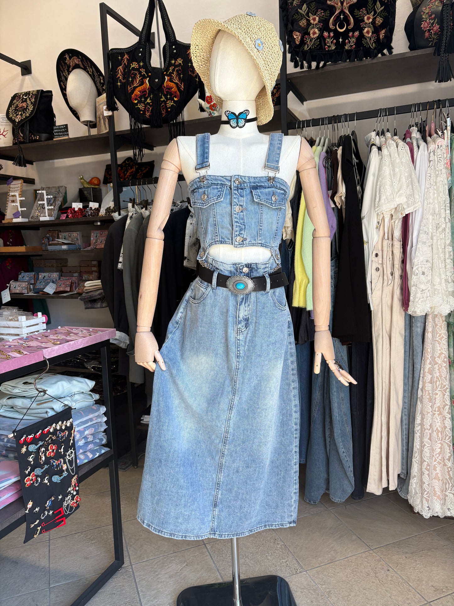 Abito in Jeans con Top e Gonna Cut-Out