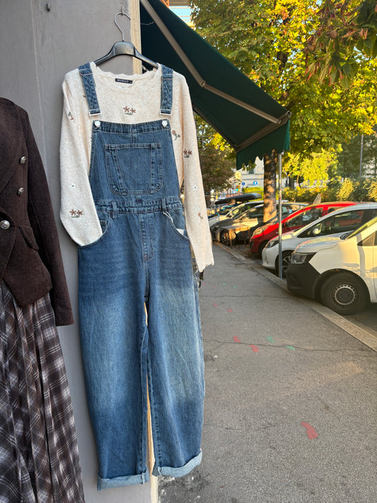 Salopette Balloon in Denim di Cotone
