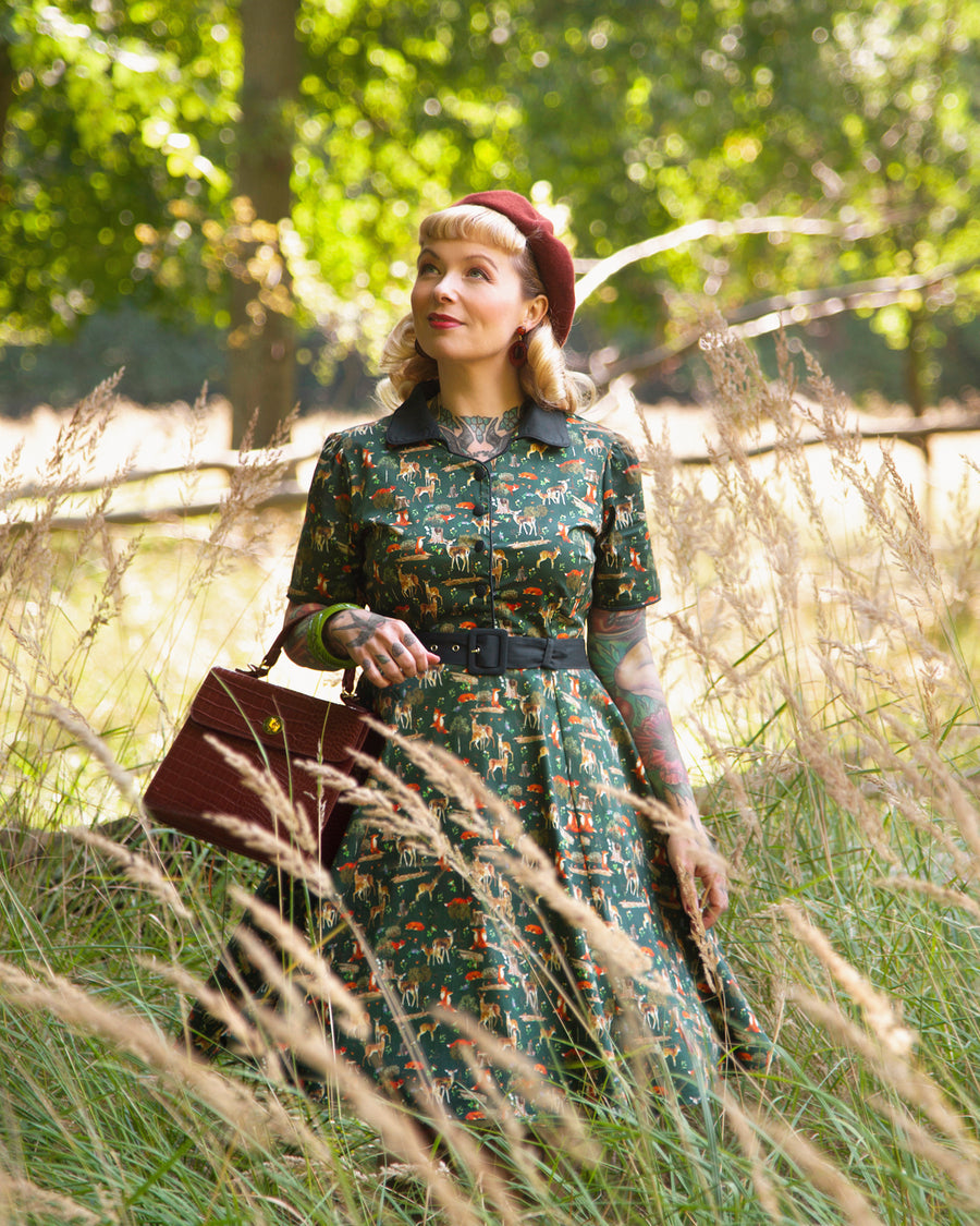 Penelope Dark Green: Abito Chemisier Woodland