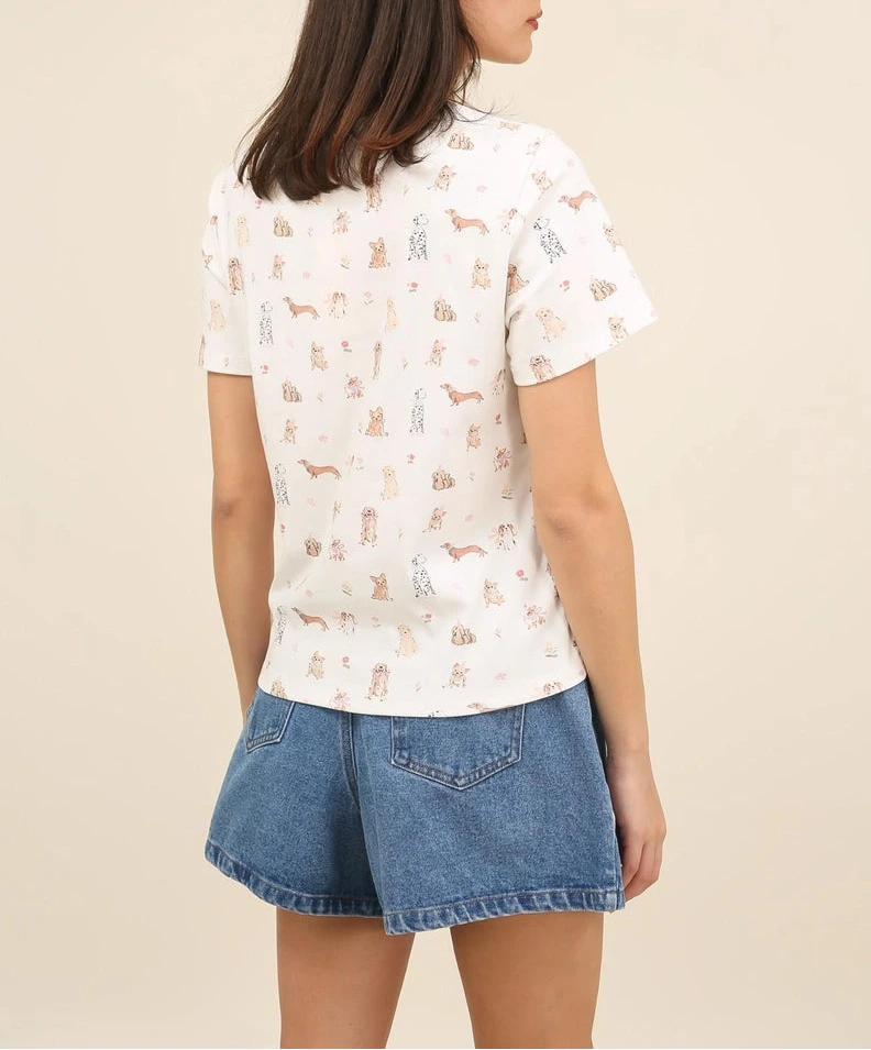 T-shirt in Cotone Romantic Dogs
