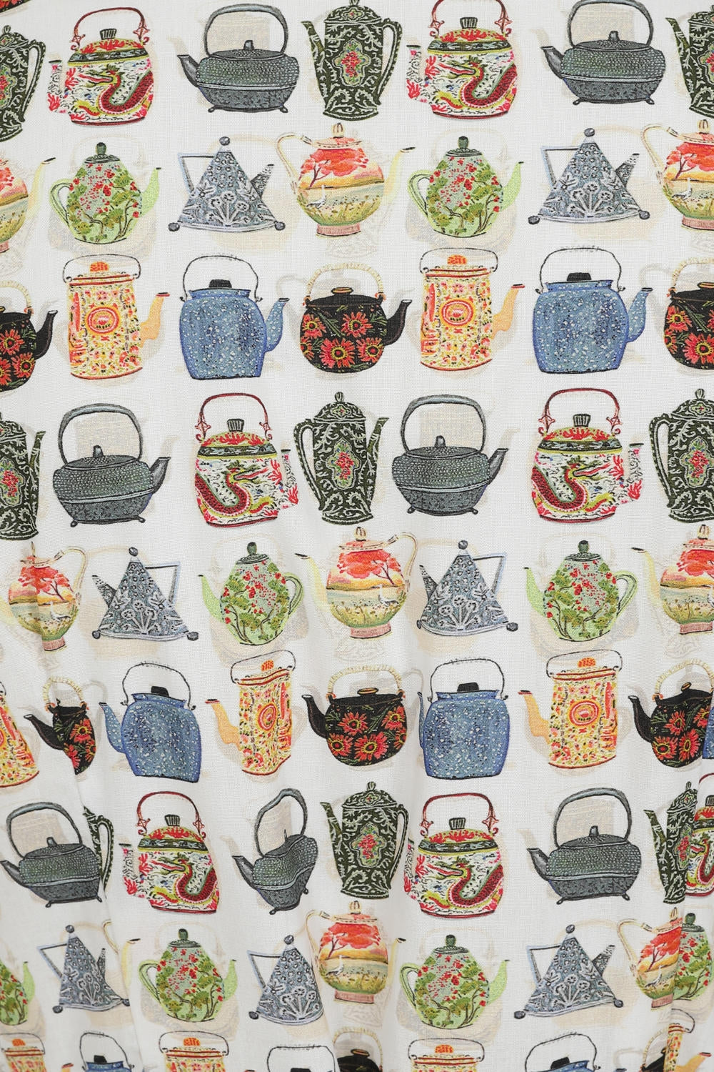 Abito Chemisier Inglese in Cotone Kate Tea Time con Stampa Teiere Vintage