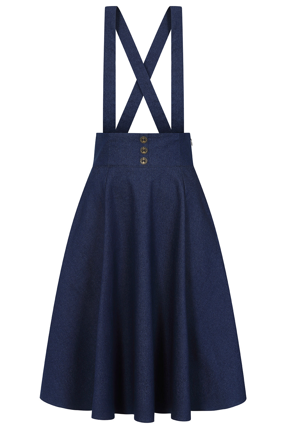 Gonna Inglese a Ruota Dottie High-Waist con Bretelle – Vintage Style
