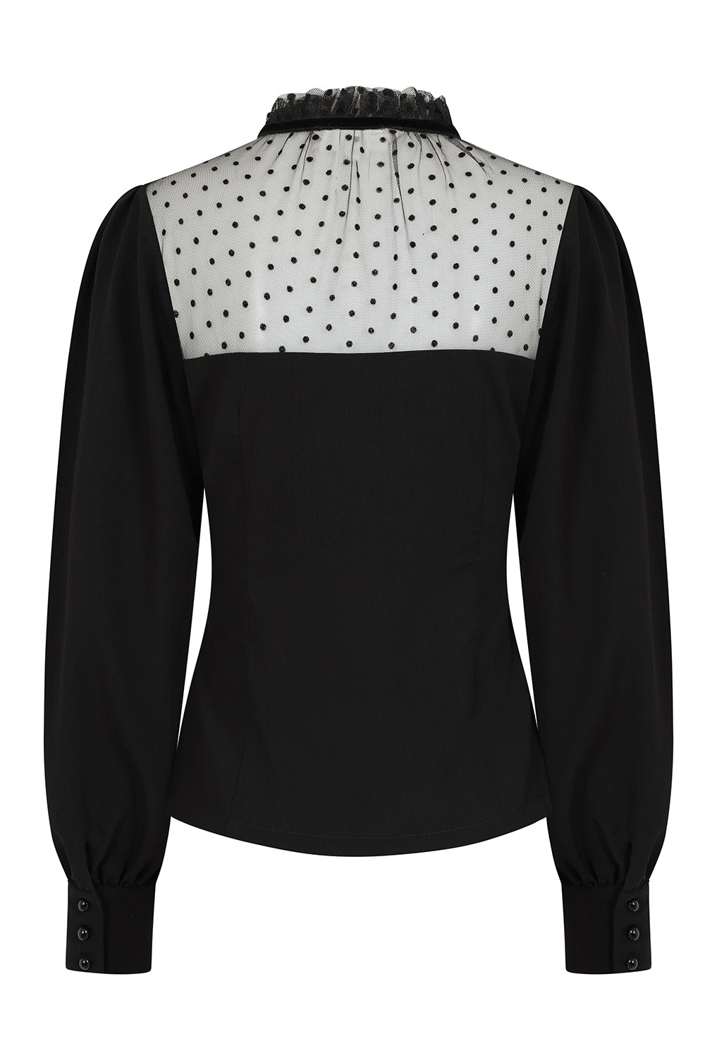Camicetta inglese retrò Luna nera a pois